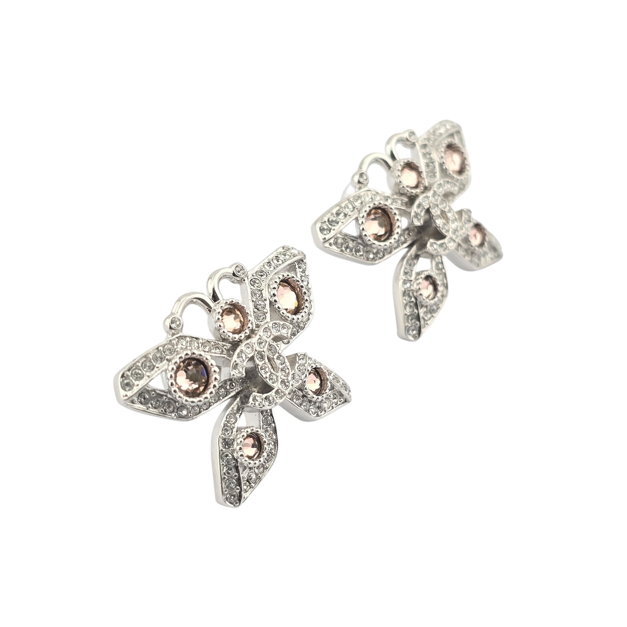 Chanel CC Butterfly Silver Crystal Bracelet B25