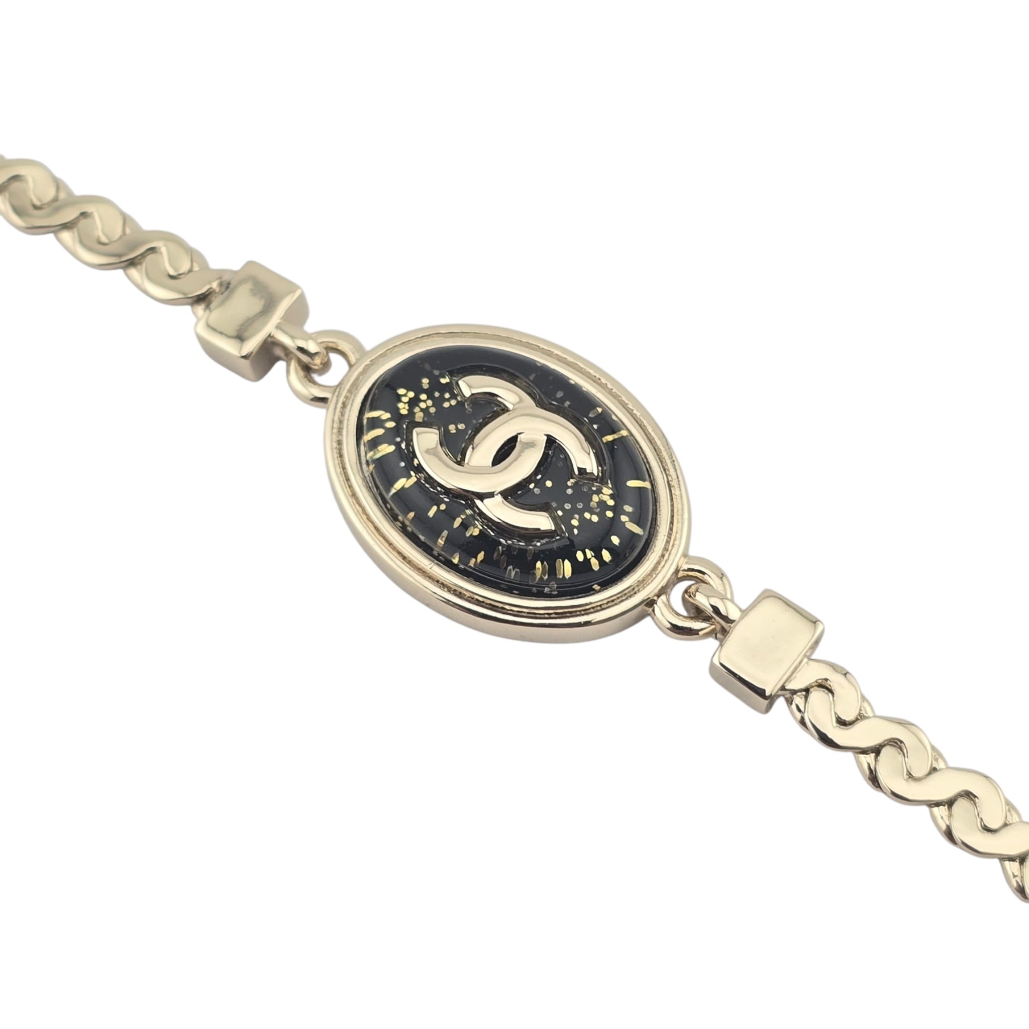 Chanel CC Gold Black Enamel Bracelet 2025