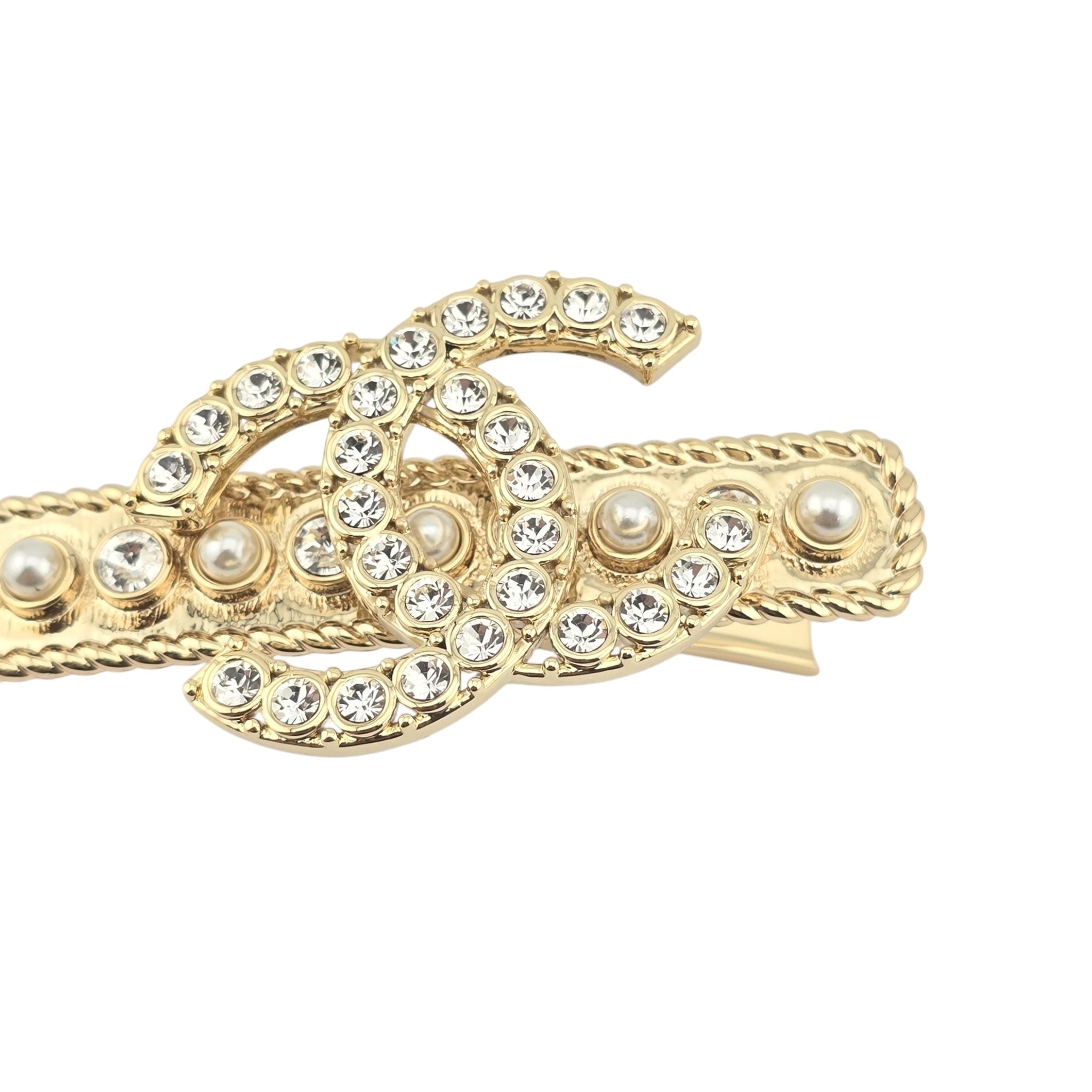 Chanel CC Faux Pearl and Diamante Hair Barrette 2022