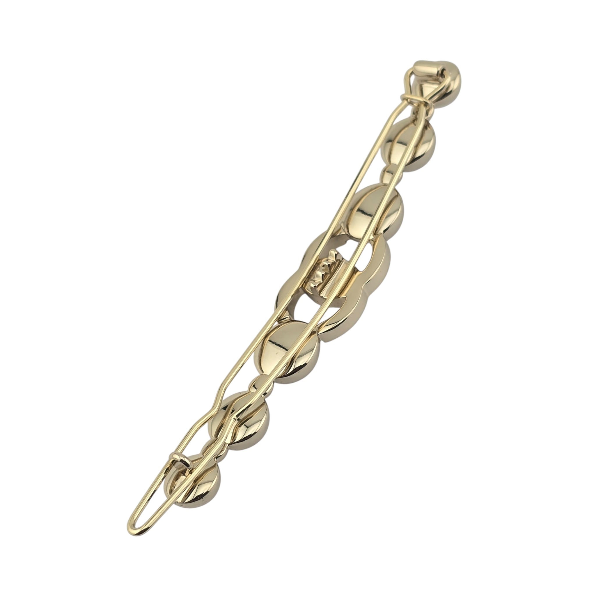 Chanel CC Gold Metal Beaded Hair Clip Barrette 2021