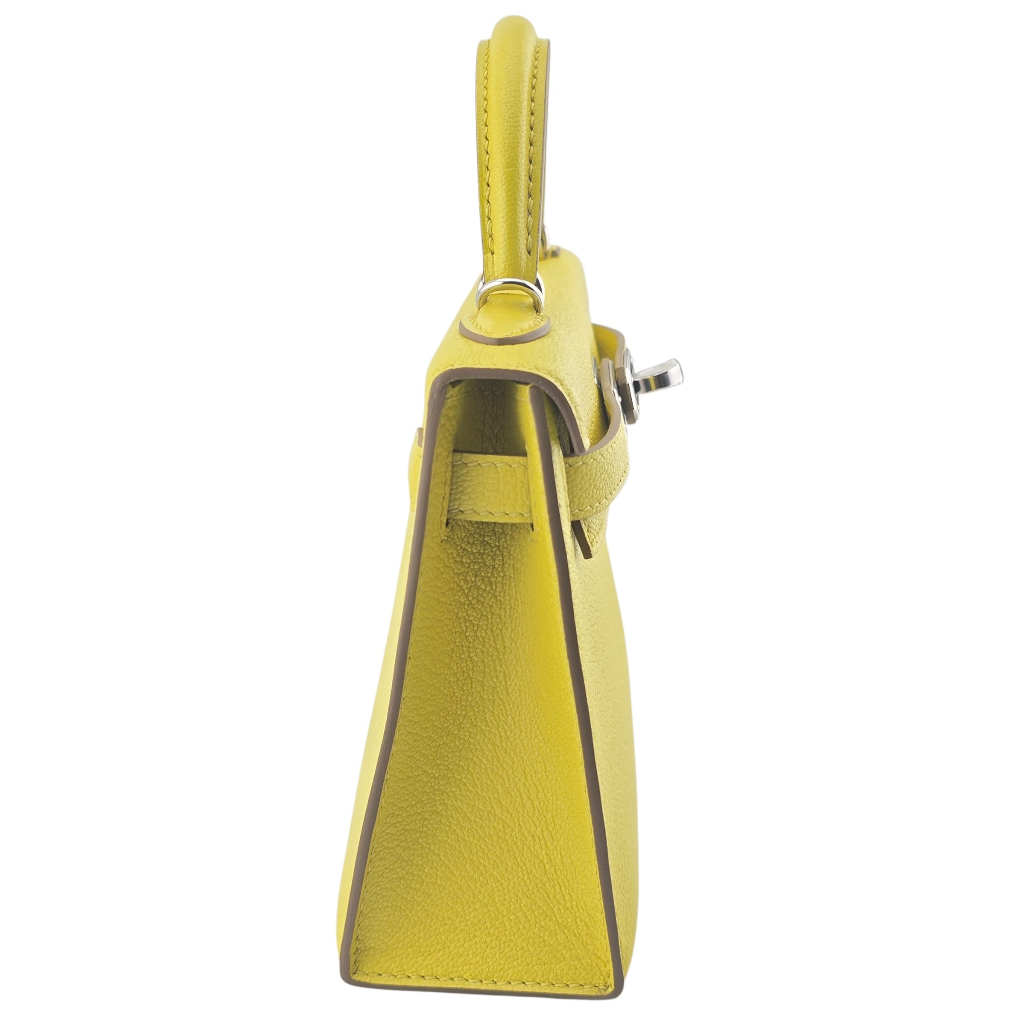 Hermes Mini Kelly II Chèvre Lime Palladium Hardware Bag