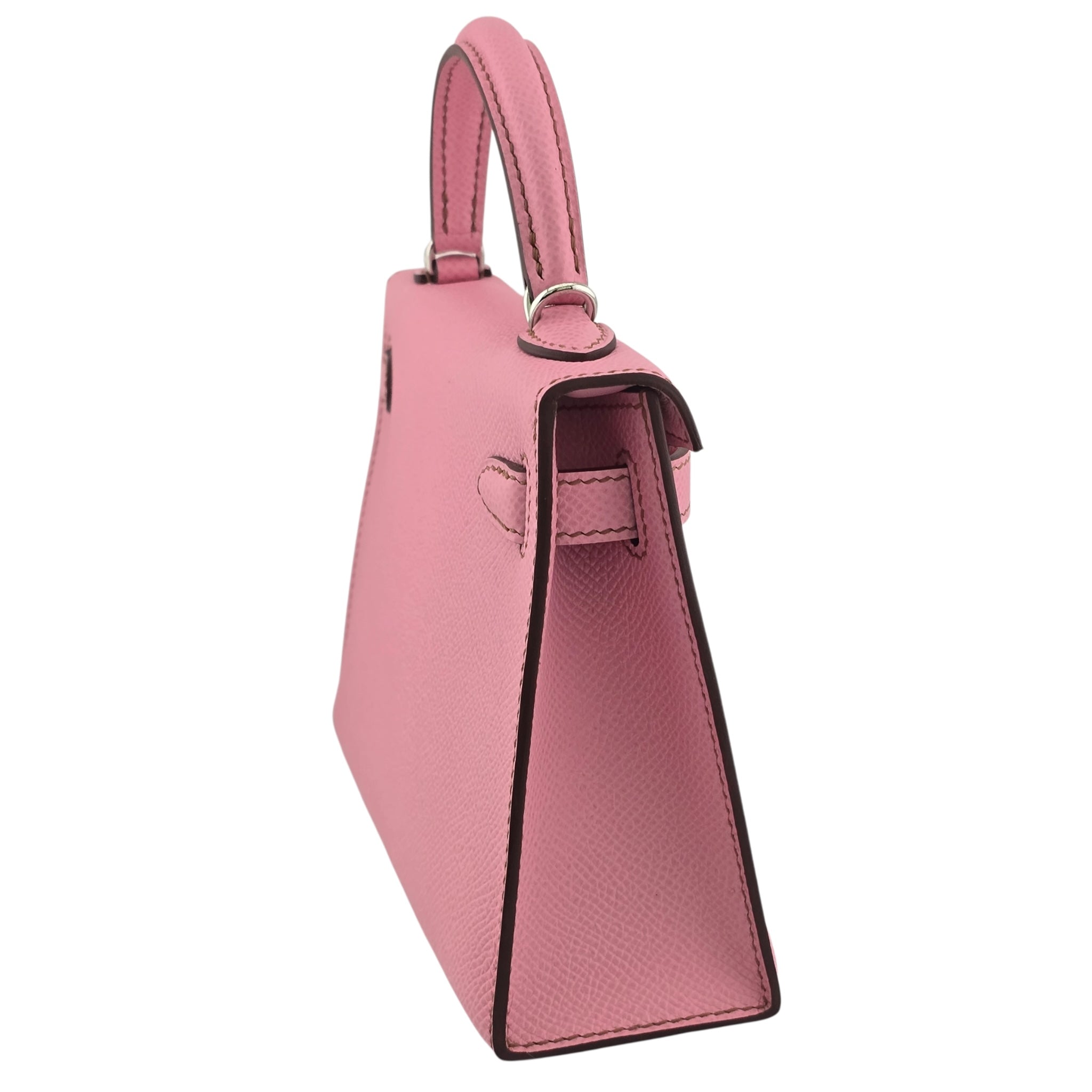 Hermes Mini Kelly II Epsom 5P Bubblegum Pink Palladium Hardware Bag