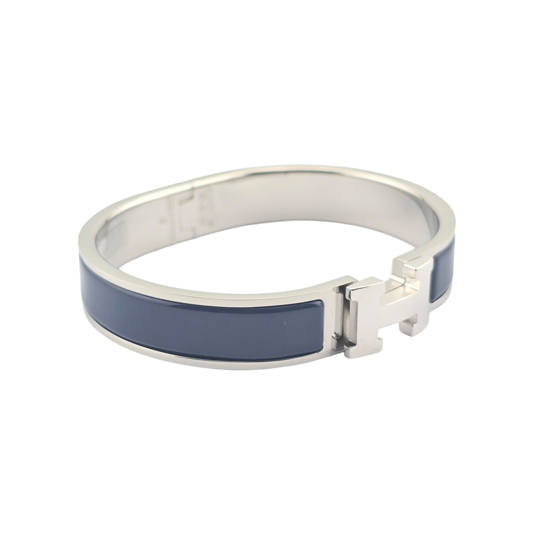 Hermes Clic H Bracelet Navy Blue Palladium GM