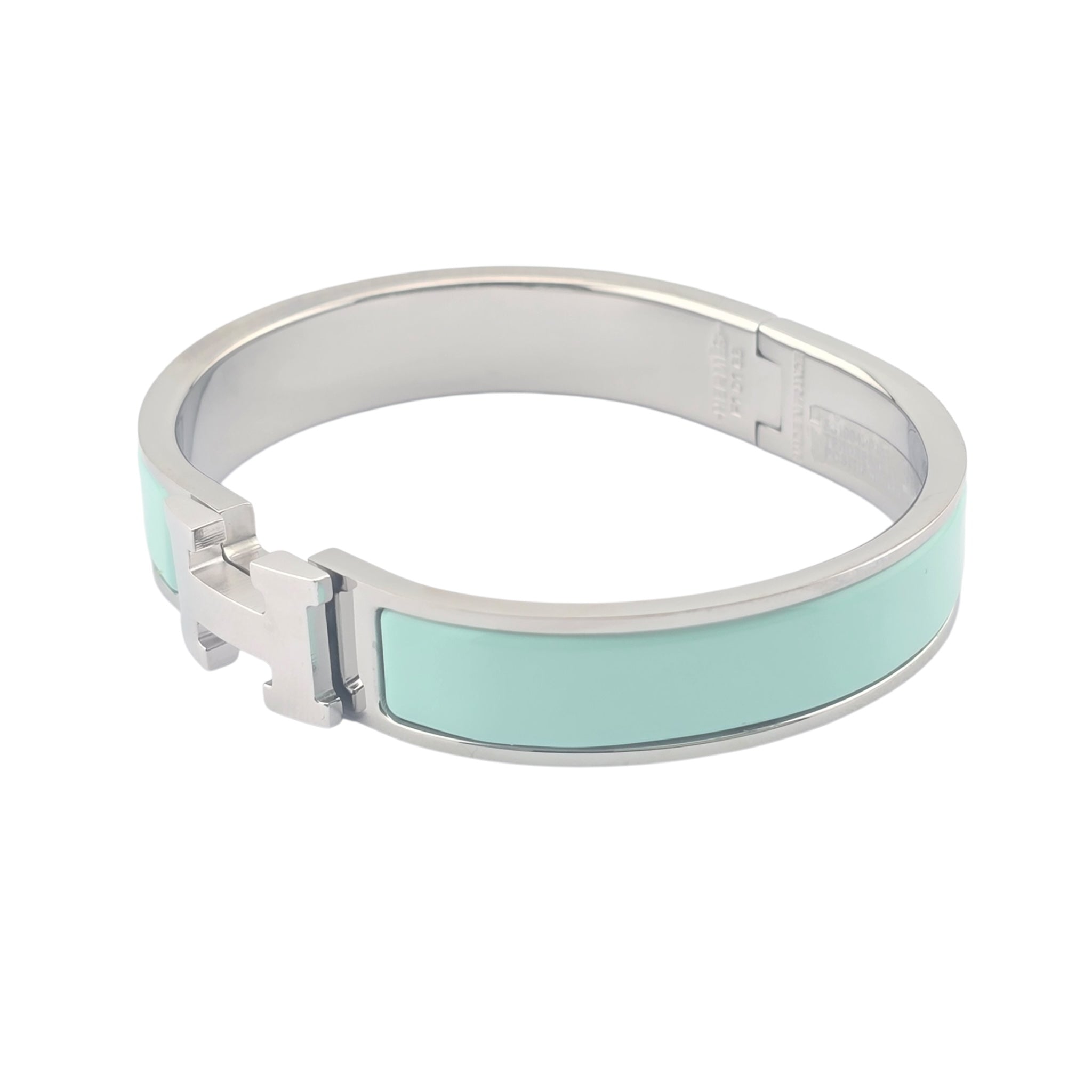 Hermes Clic H Bracelet Enamel Lagon Blue Palladium GM