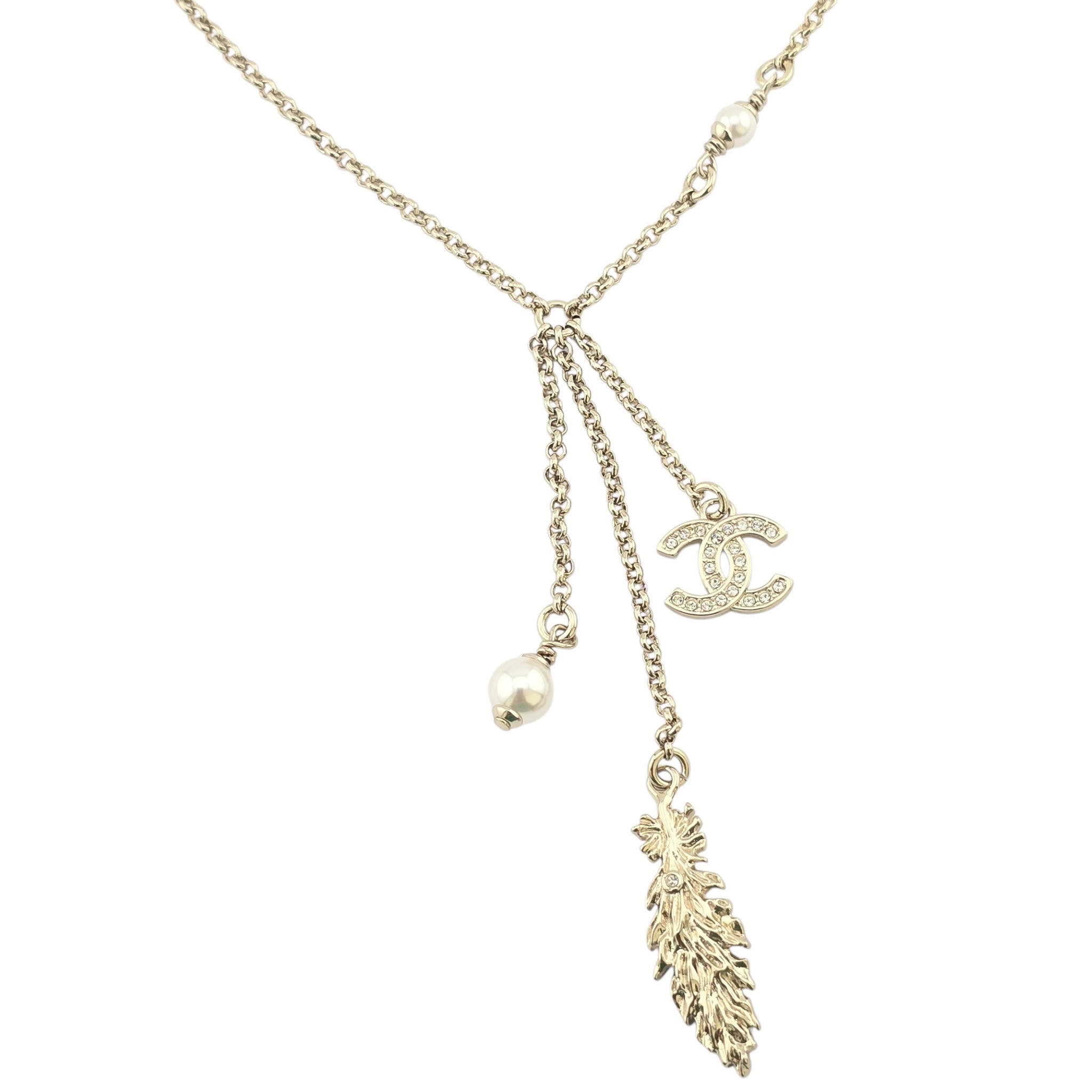 Chanel CC Gold Drop Pendant Necklace 2025
