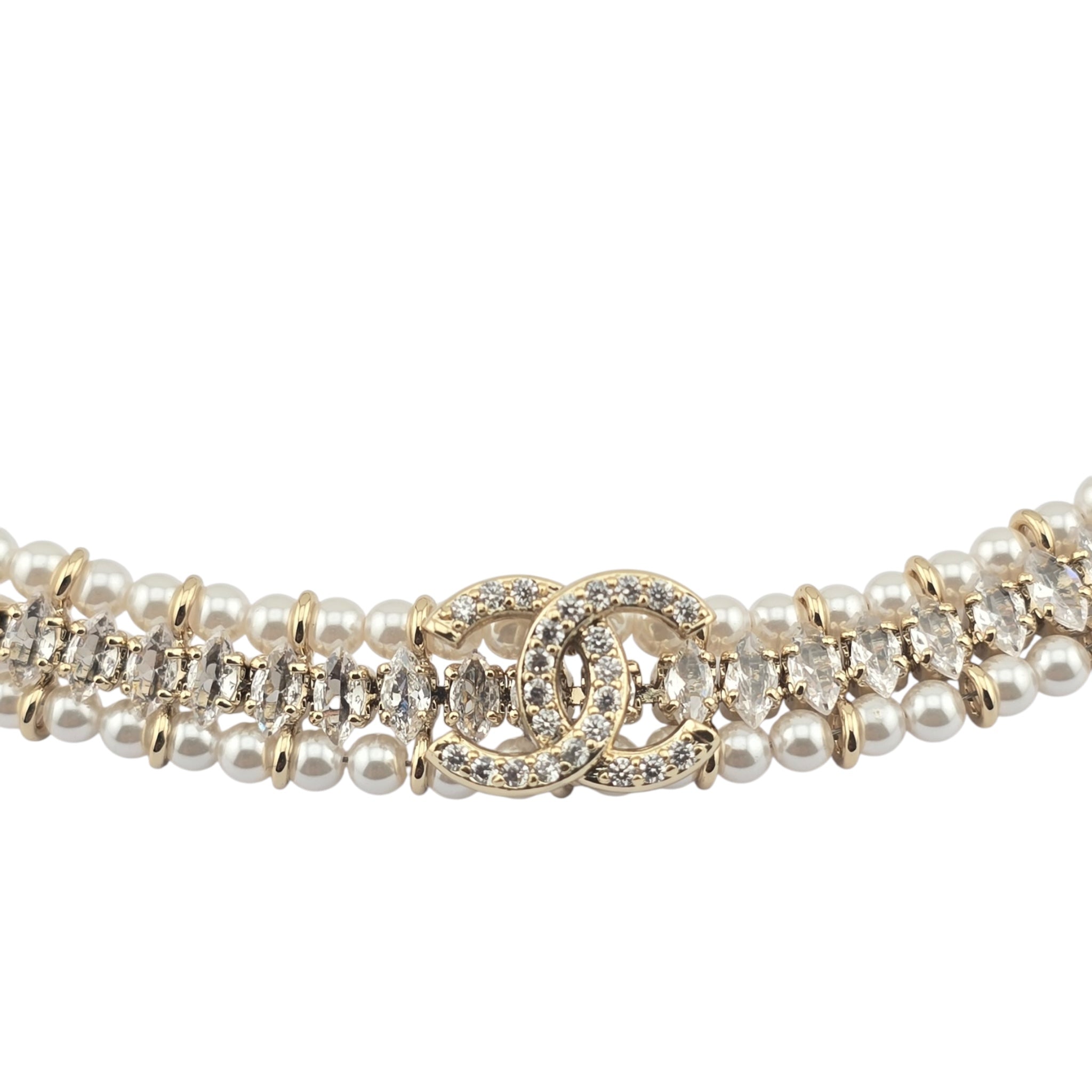 Chanel CC Faux Pearl Crystal Choker 2022