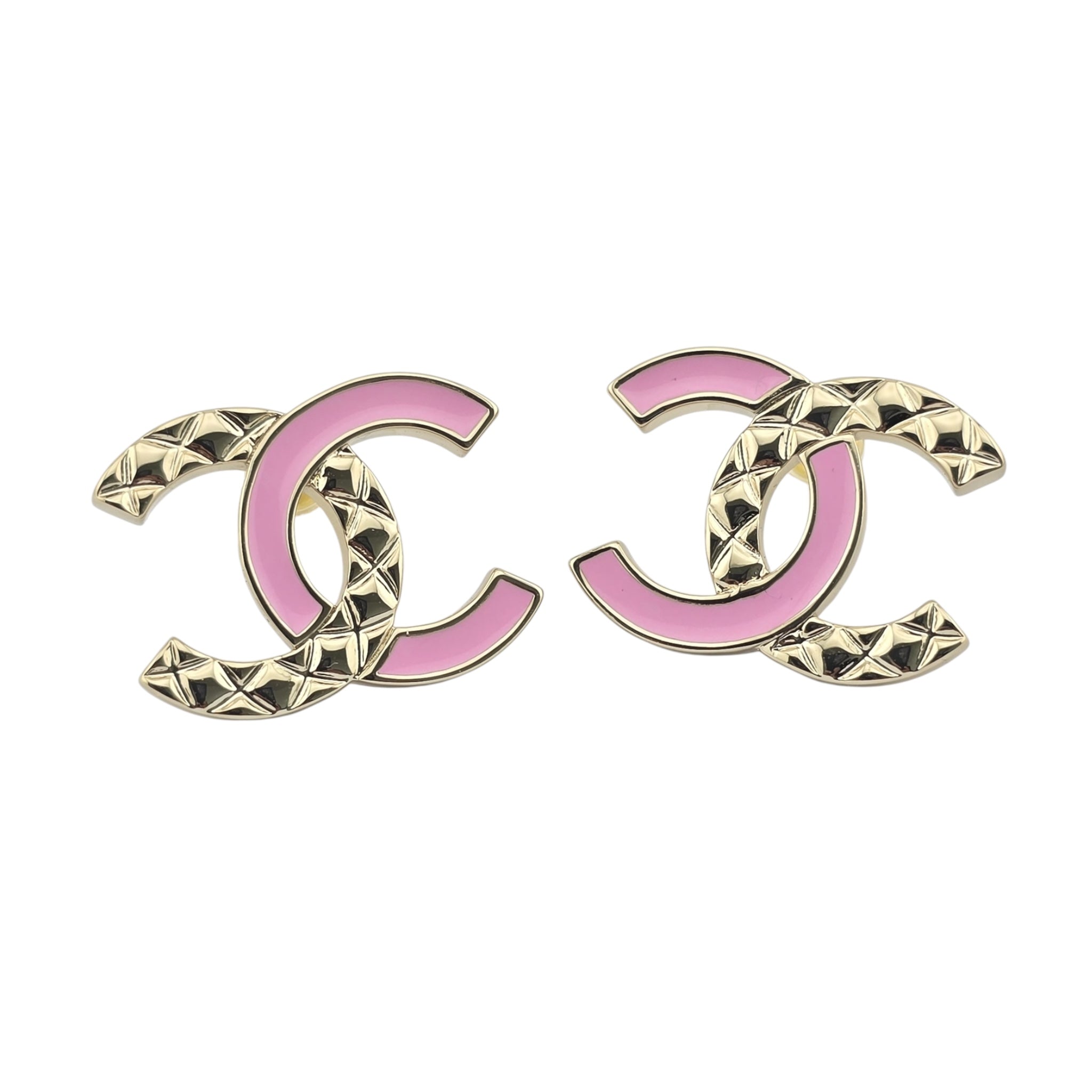 Chanel CC Gold Pink Stud Earrings 2025