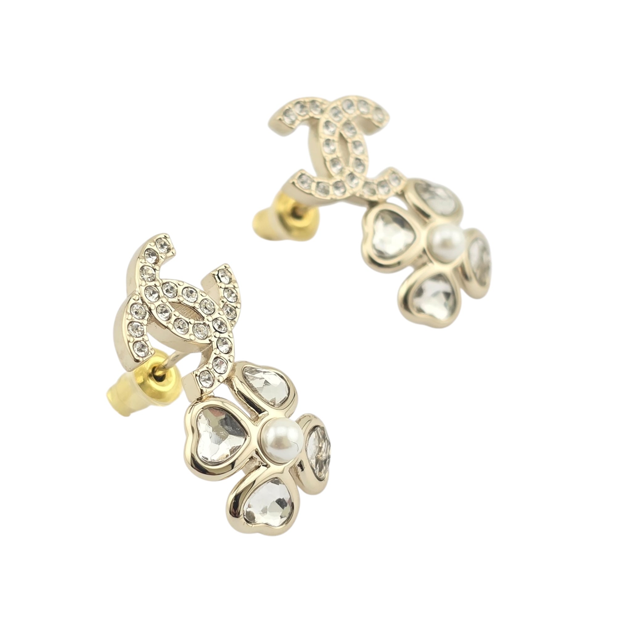 Chanel CC Crystal Earrings Gold 2025