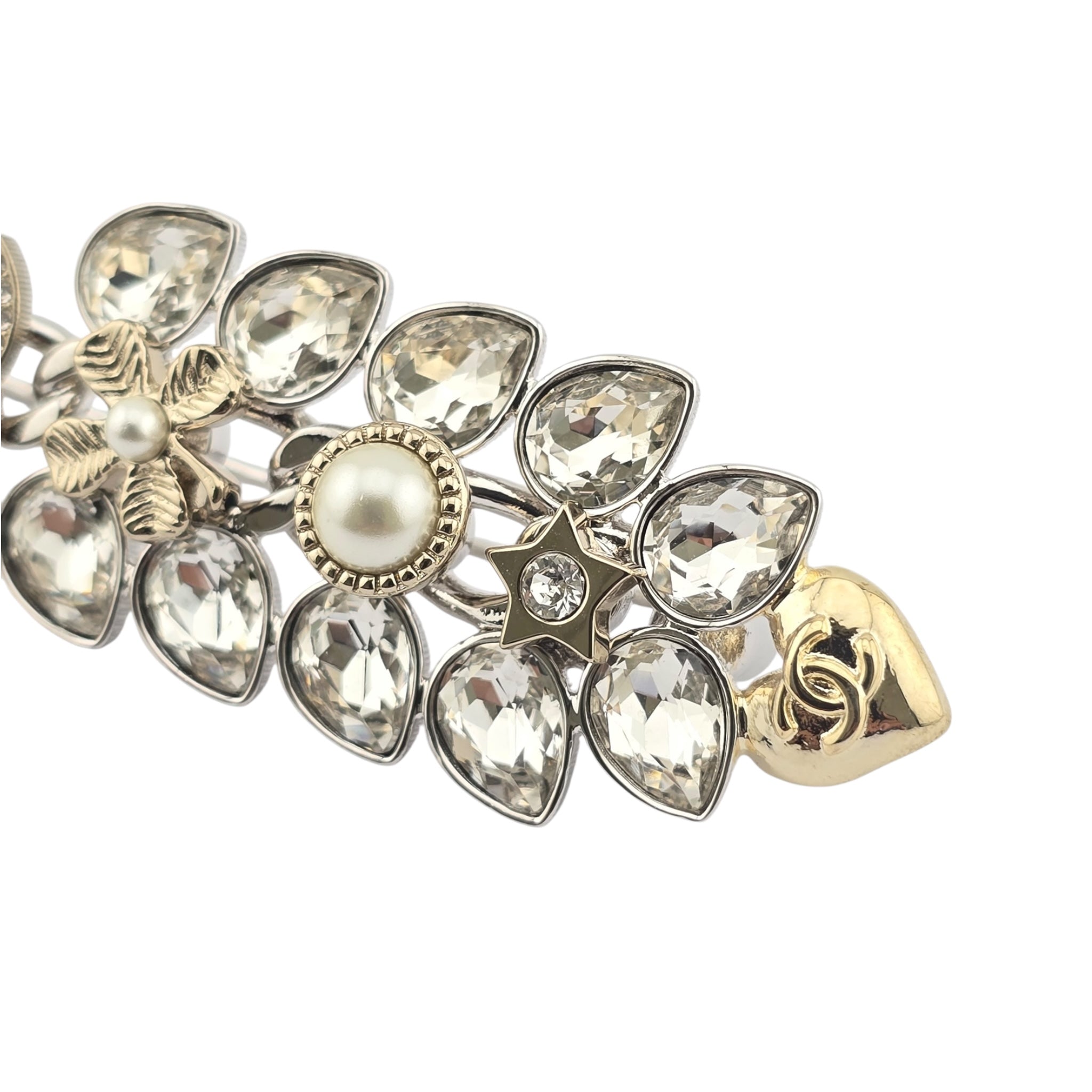 Chanel CC Gold Crystal Leaf Brooch 2024