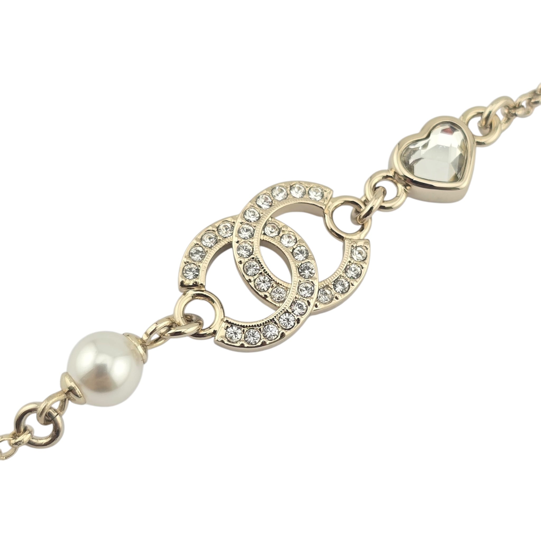 Chanel CC Gold Heart Crystal Bracelet 2025