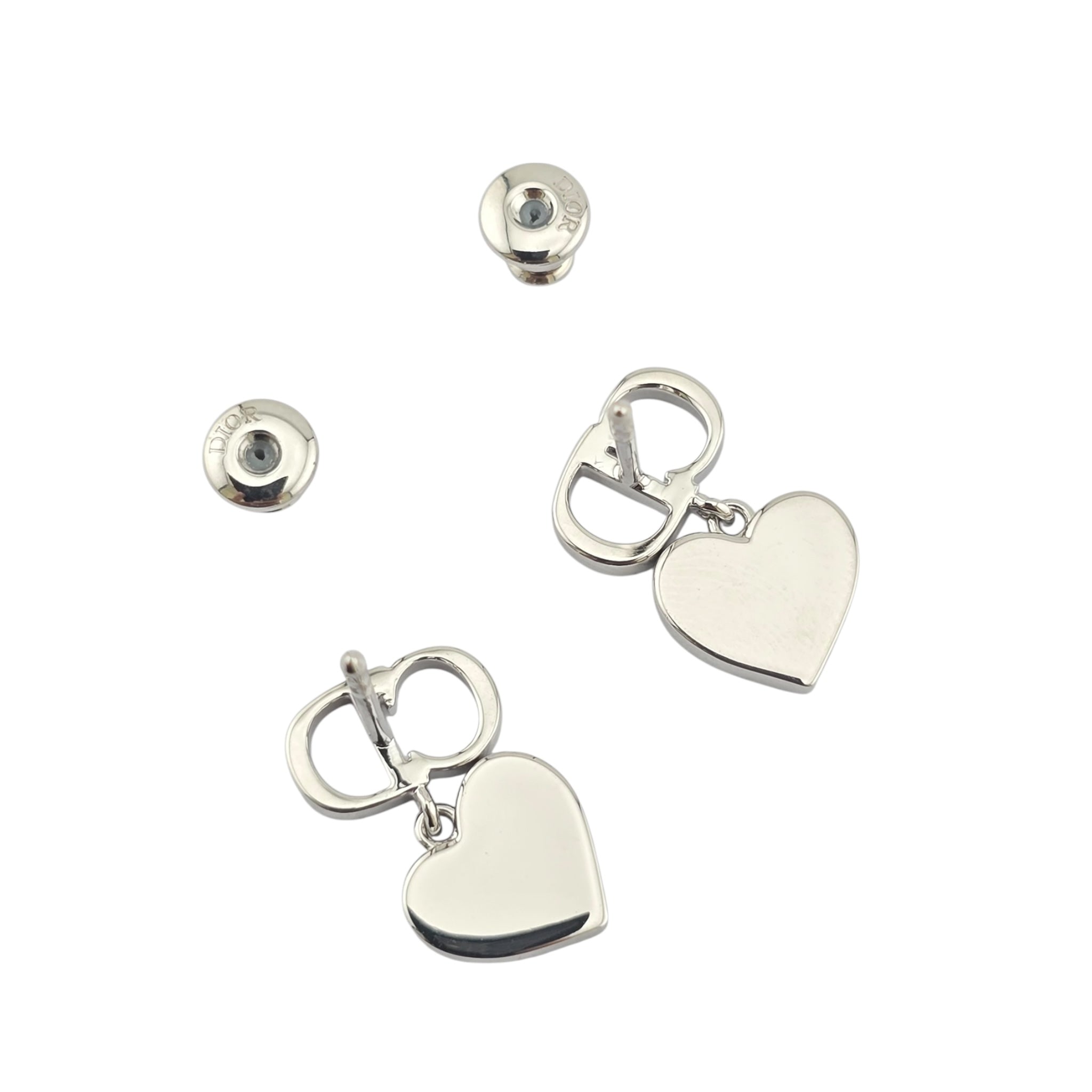 Christian Dior Clair D Lune Silver Heart Earrings