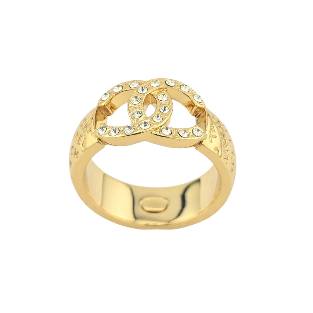 Chanel CC Gold Crystal Ring 2024