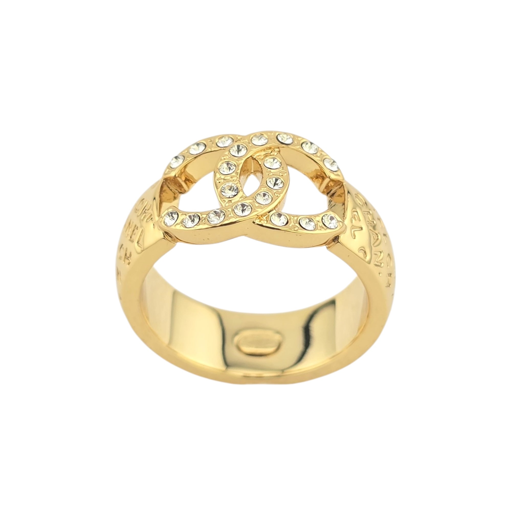 Chanel CC Gold Crystal Ring 2024
