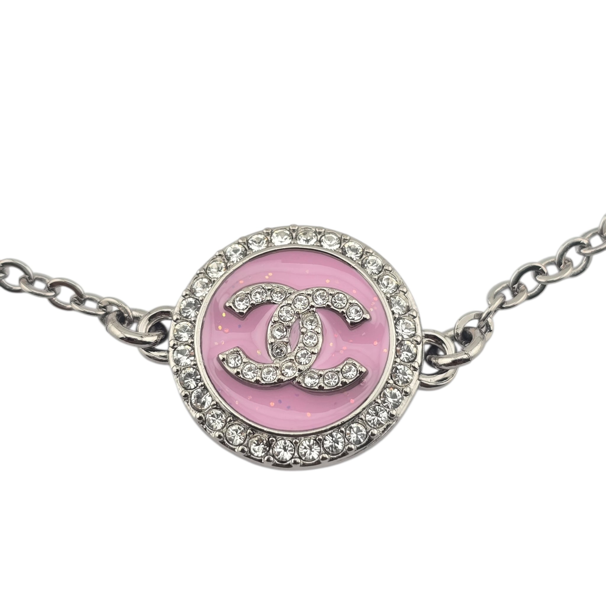 Chanel CC Round Silver Pink Bracelet 2025 CHANEL
