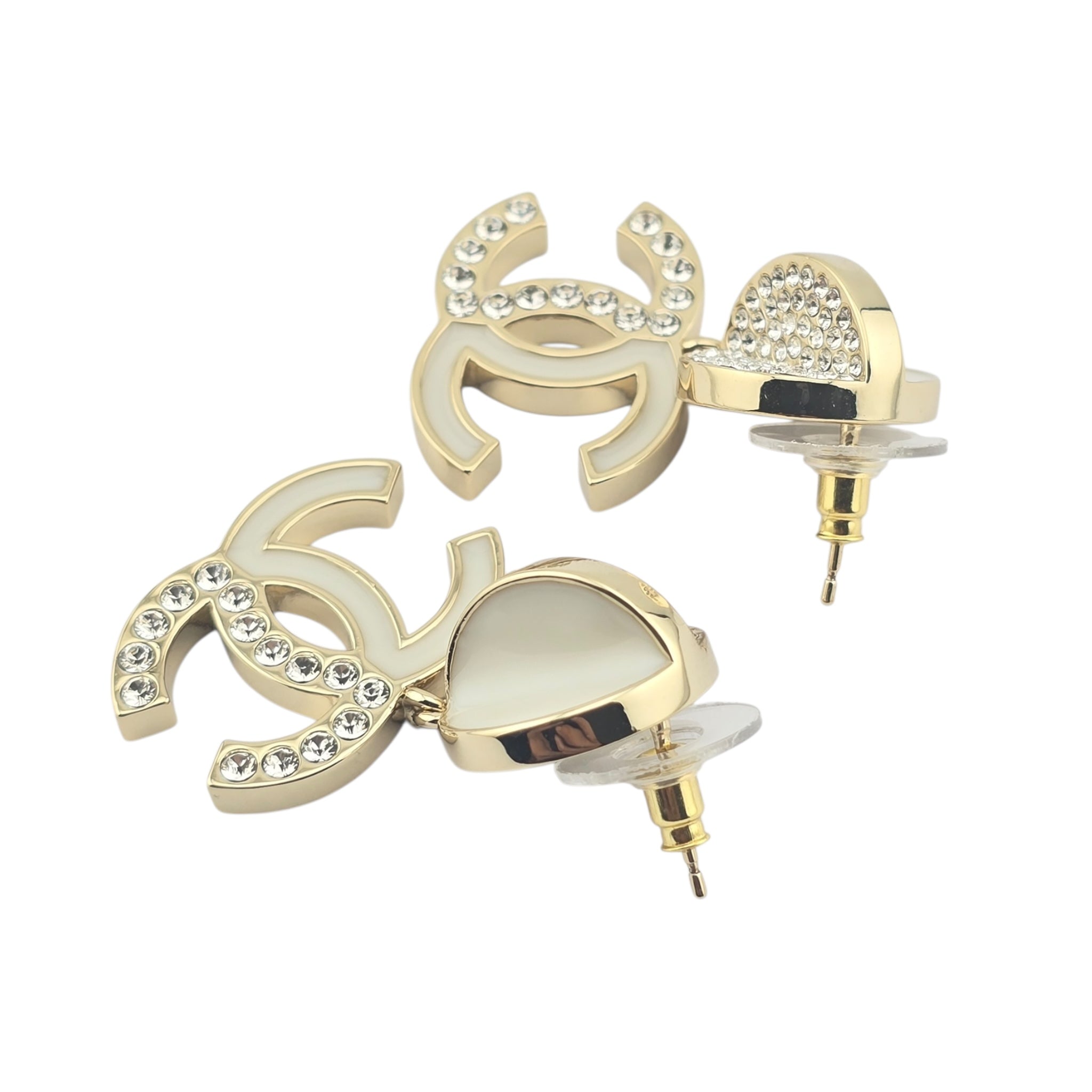 Chanel CC Drop Gold Crystals Earrings 2024 CHANEL