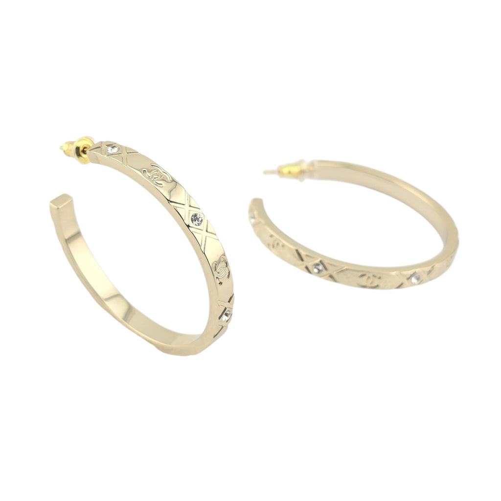 Chanel CC Gold Hoop Metal Earrings 2025 CHANEL