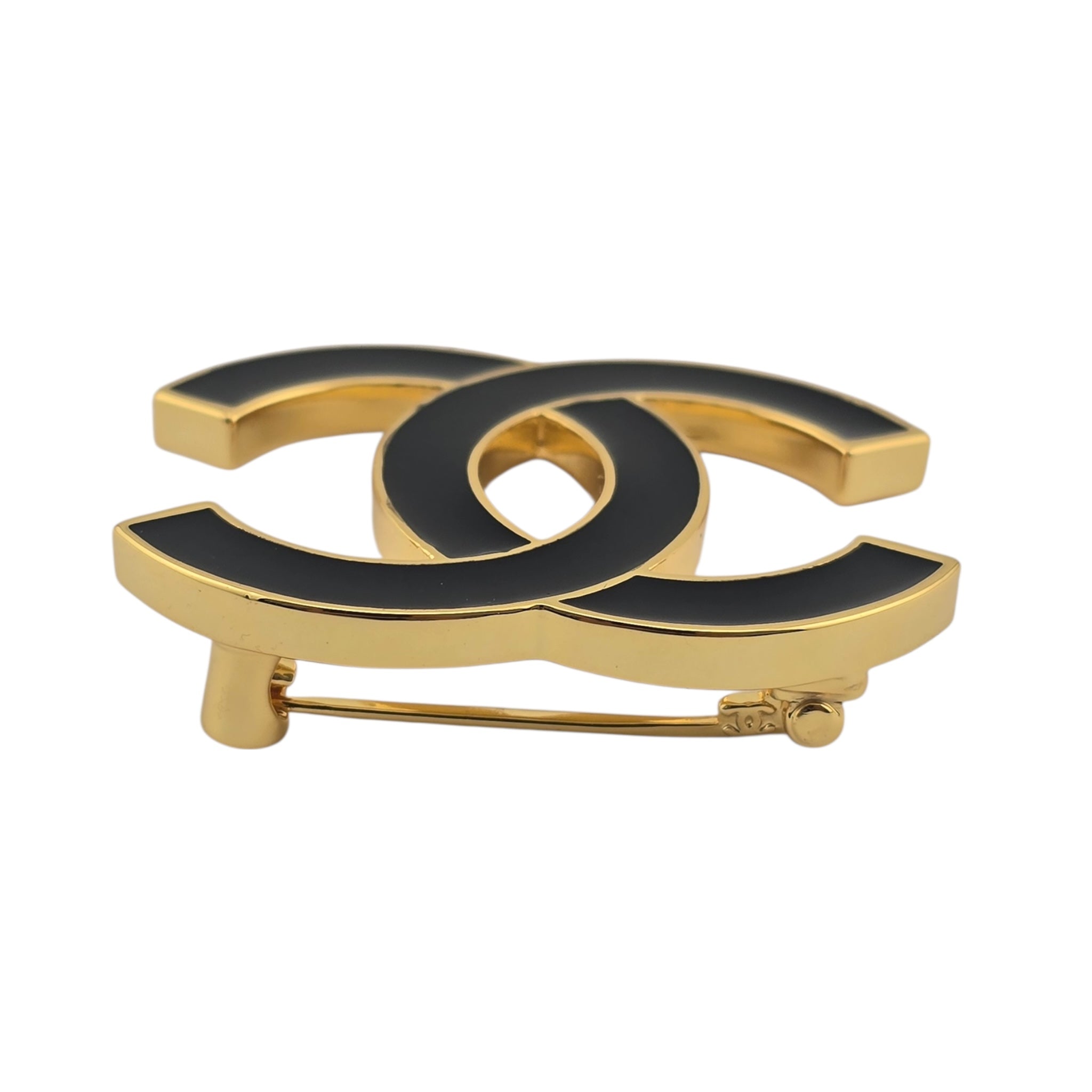 Chanel CC Gold Black Resin Brooch 2024 CHANEL
