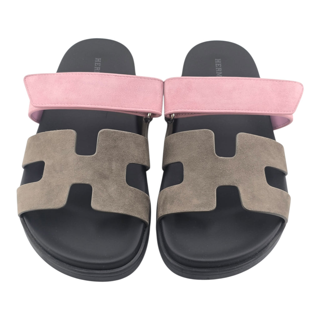 Hermes Chypre Suede Sandal Toundra / Rose 39 UK6 HERMES