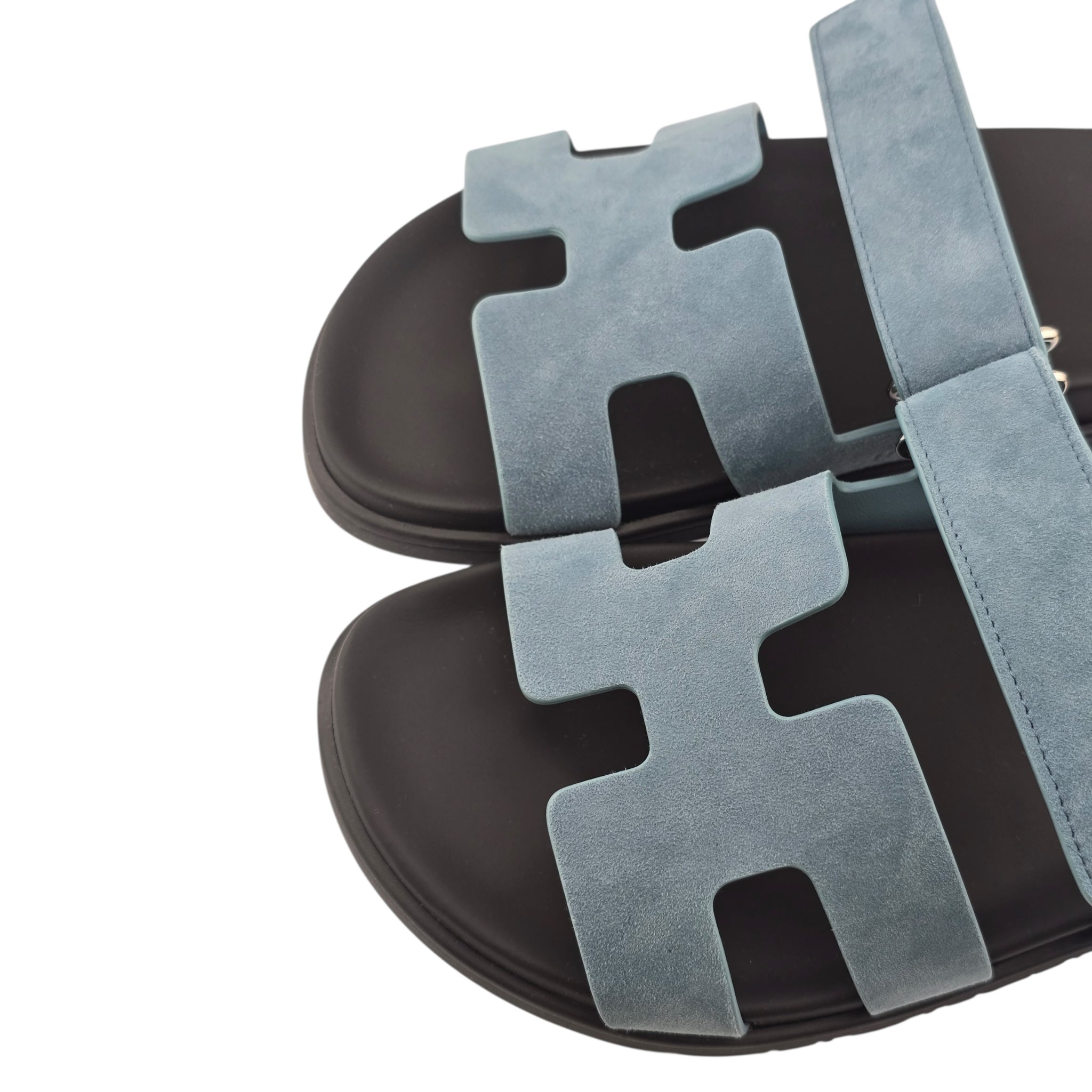 Hermes Chypre Suede Sandal Bleu Mineral 39 UK6 HERMES