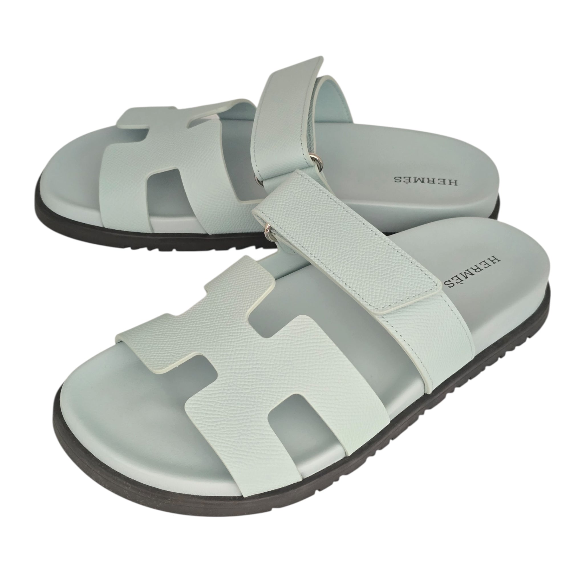 Hermes Chypre Suede Sandal Bleu 39 UK6 HERMES