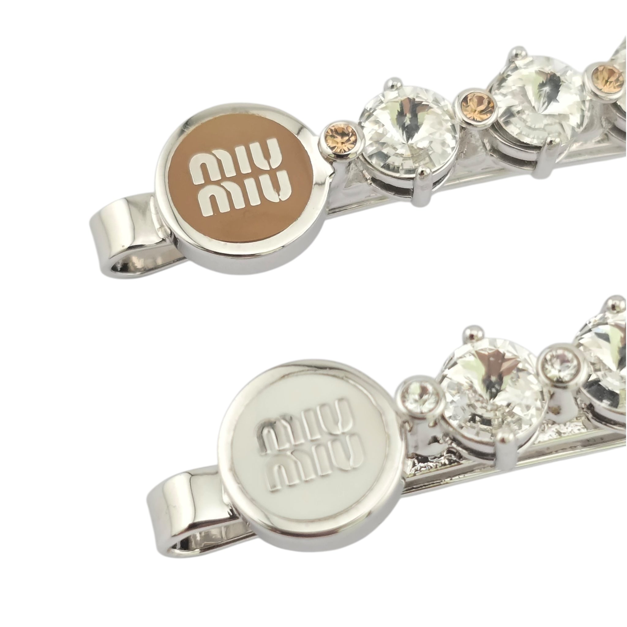 Miu Miu Crystal Silver Hair Clips MIU MIU