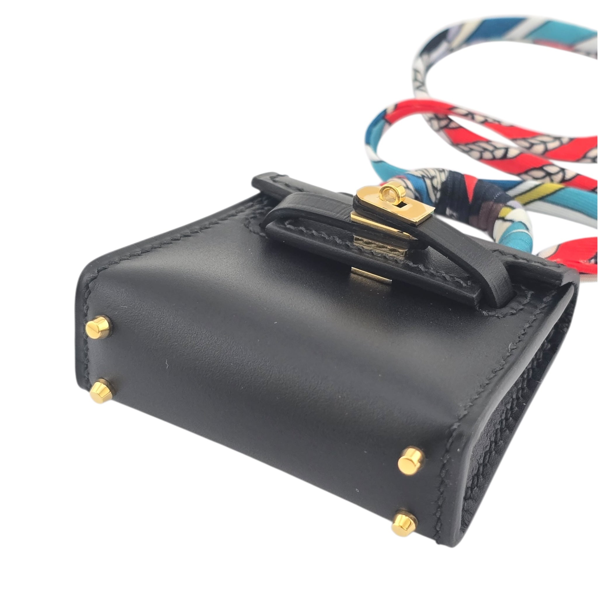 Hermes Tadelakt Mini Kelly Twilly Bag Charm Black HERMES