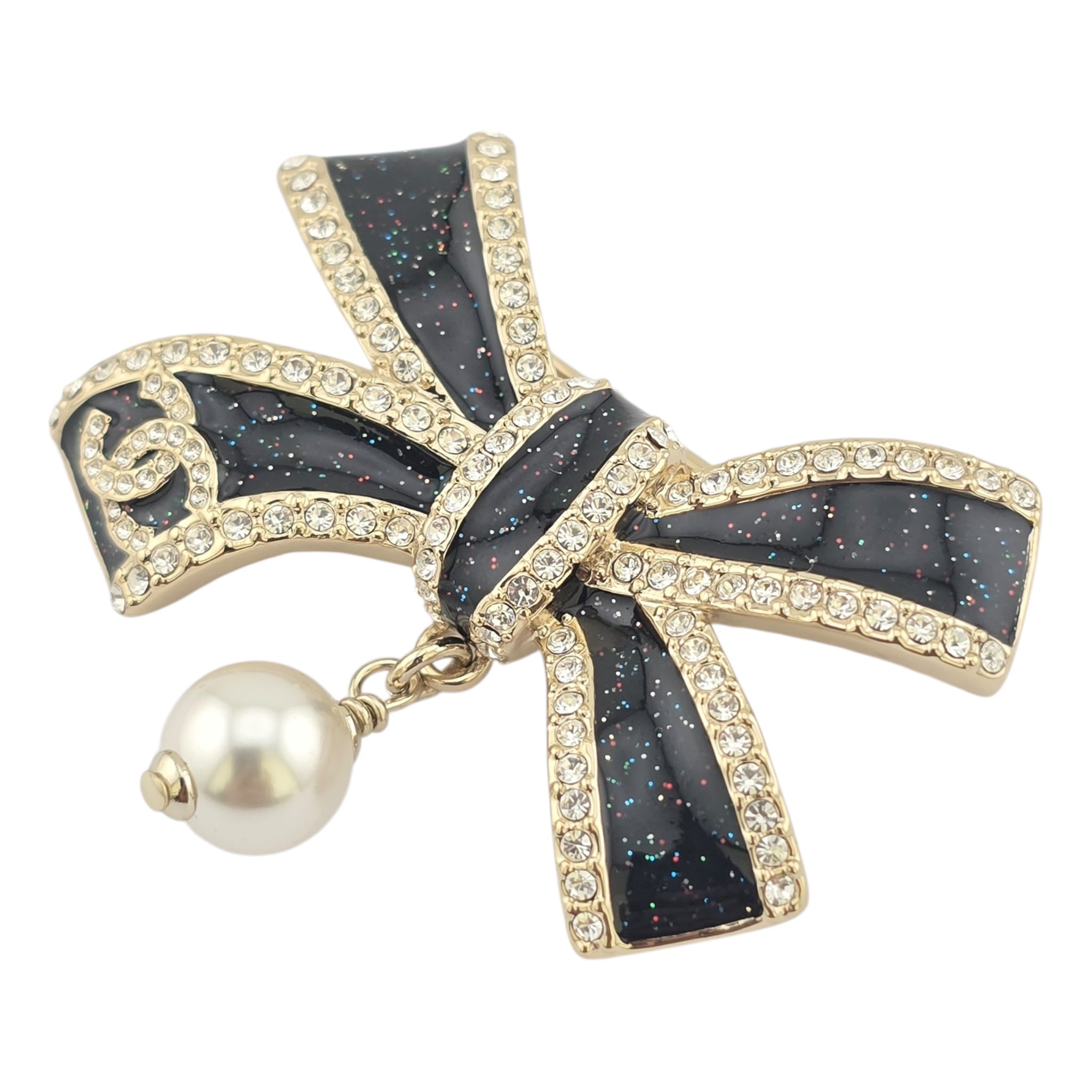 Chanel CC Gold Black Bow Brooch 2025 CHANEL