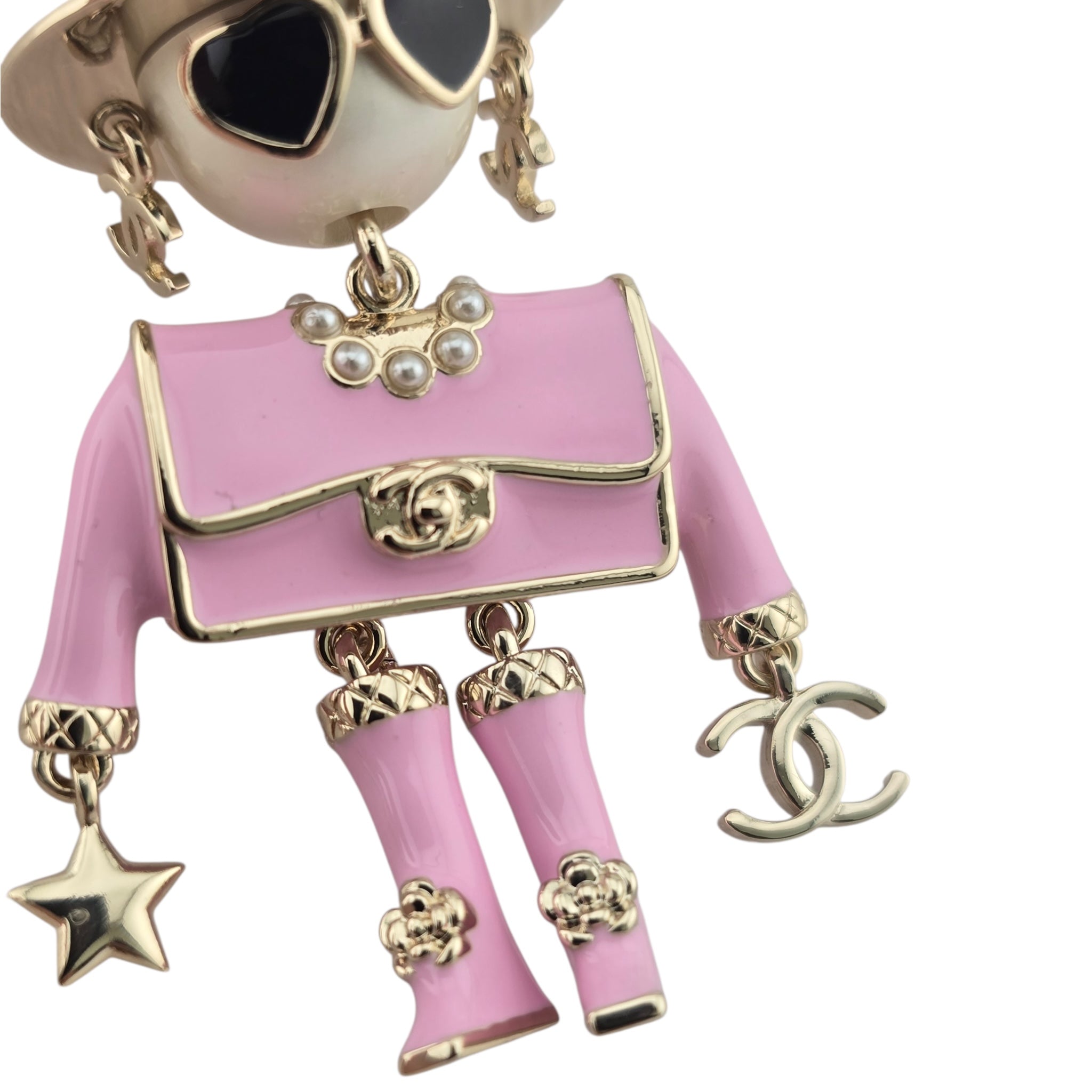 Chanel CC Robot Gabrielle Doll Pink Key Ring Bag Charm 25B CHANEL