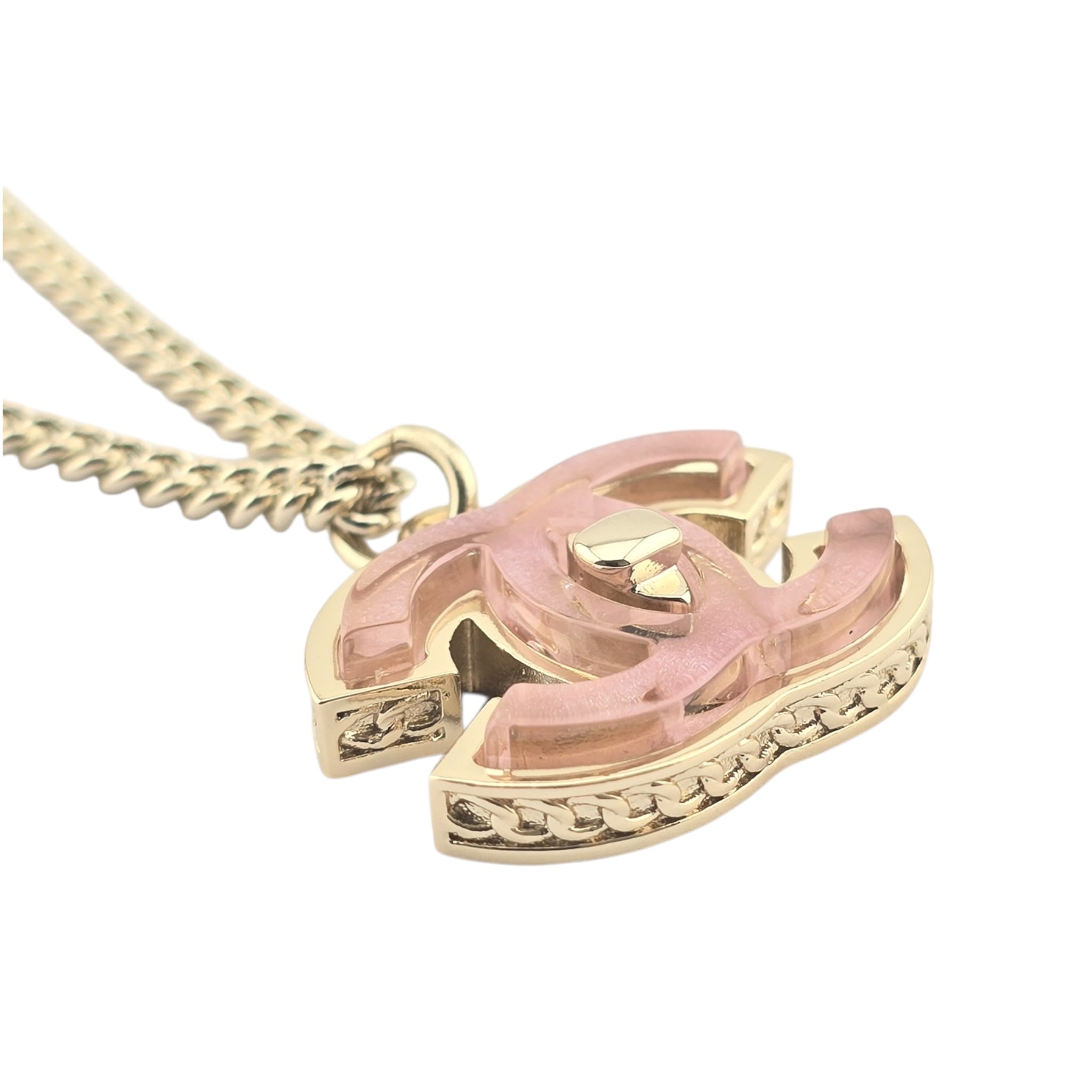 Chanel CC Gold Pink Resin Necklace 2025 CHANEL