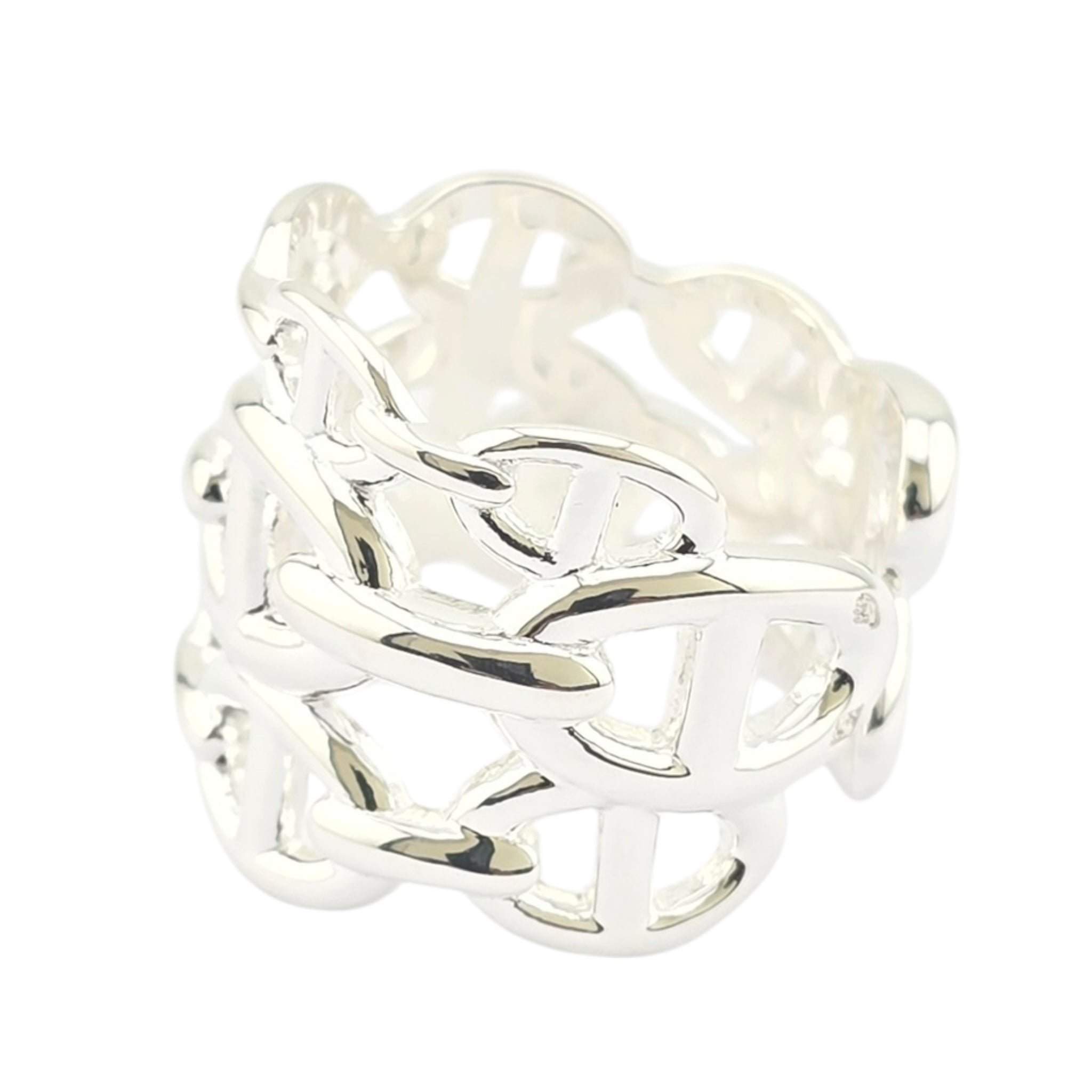 Hermes Chaine d'ancre Enchainee Silver Ring Large Model HERMES