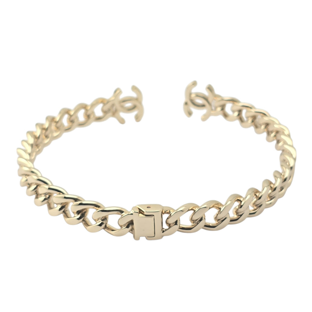 Chanel CC Metal Chain Link Choker Gold Necklace L 2022 CHANEL