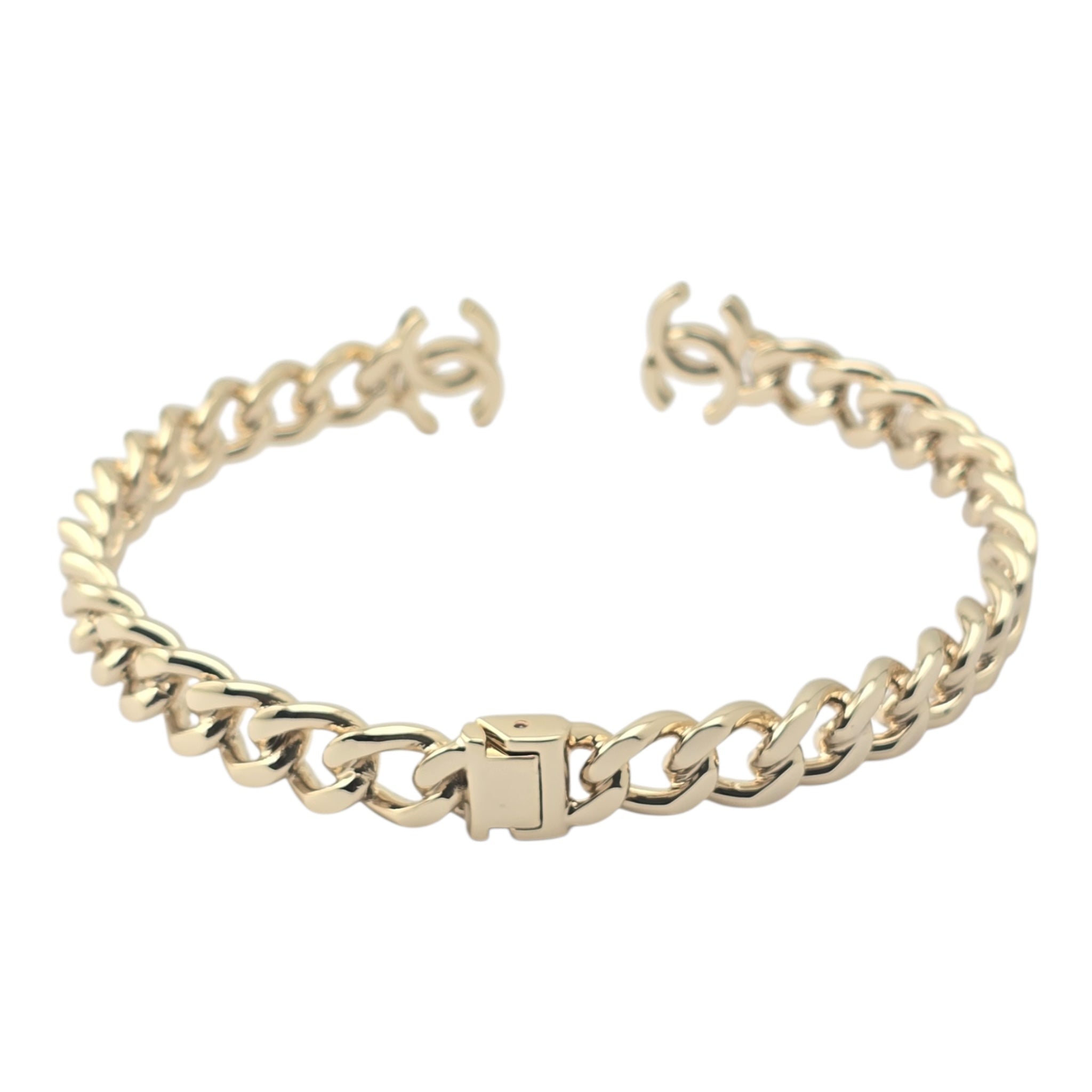 Chanel CC Metal Chain Link Choker Gold Necklace L 2022 CHANEL
