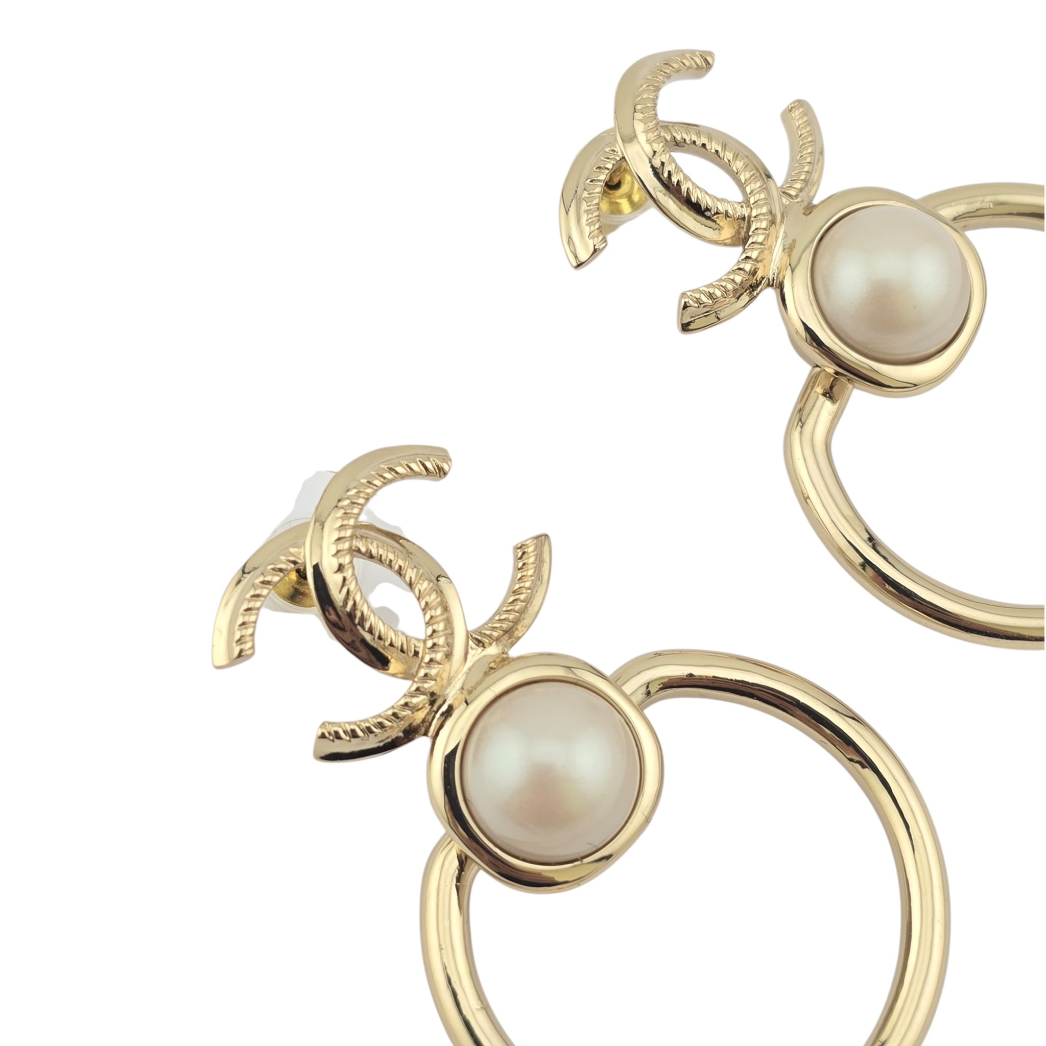 Chanel CC Gold Faux Pearl Earrings 2022 CHANEL