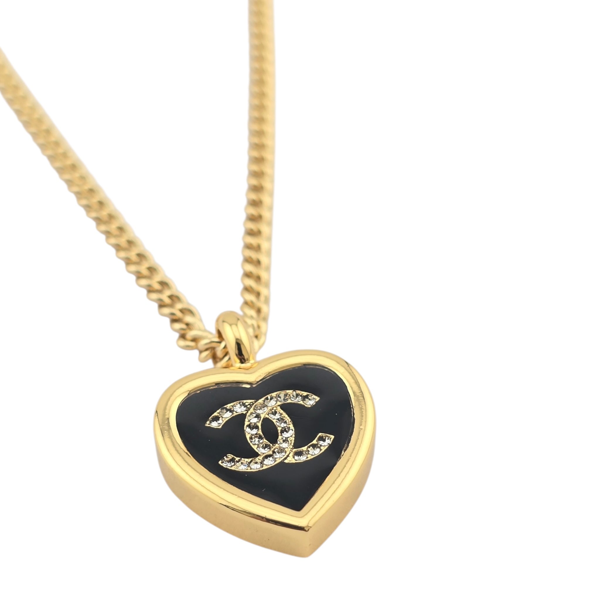 Chanel CC Gold Black Heart Pendant Necklace 2025 CHANEL