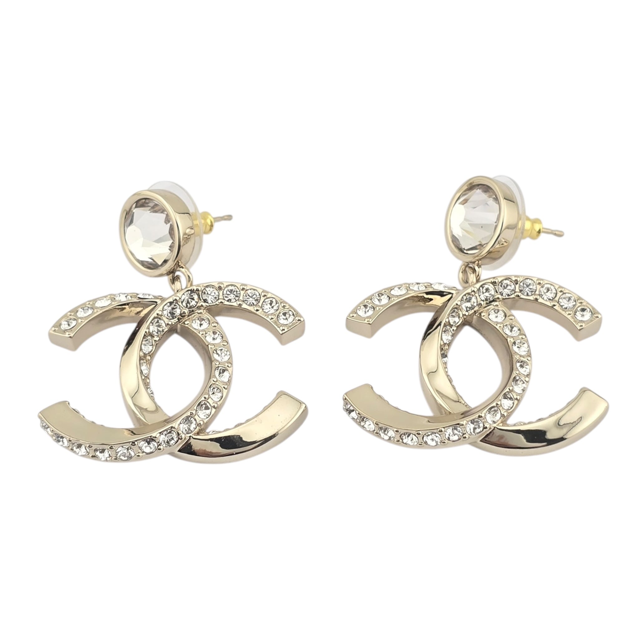Chanel CC Gold Crystal Earrings 2023 CHANEL