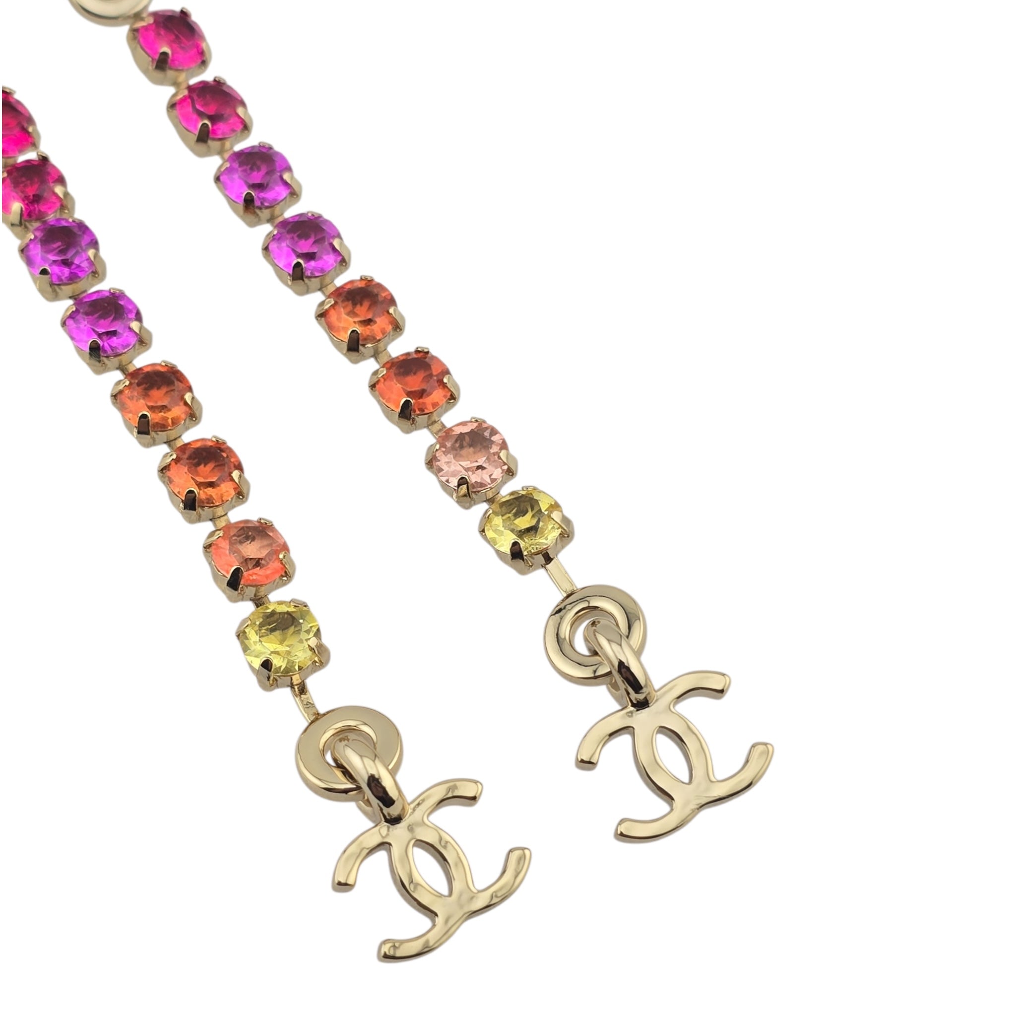 Chanel CC Rainbow Crystal Earrings A24 CHANEL