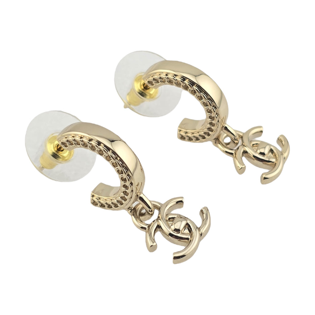 Chanel CC Gold Turnlock Drop Earrings 2025 CHANEL