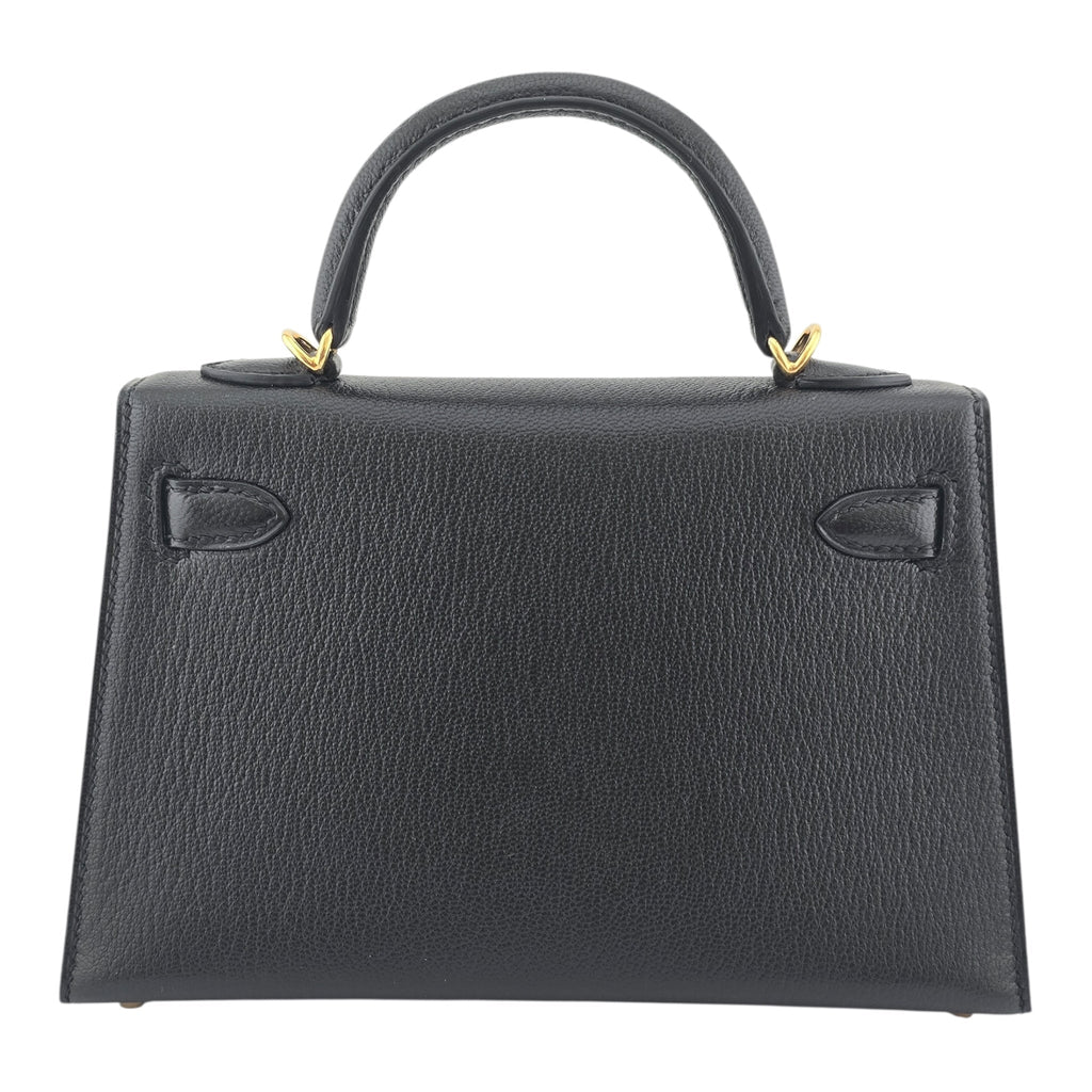 Hermes Mini Kelly II Chèvre Noir Gold Hardware HERMES