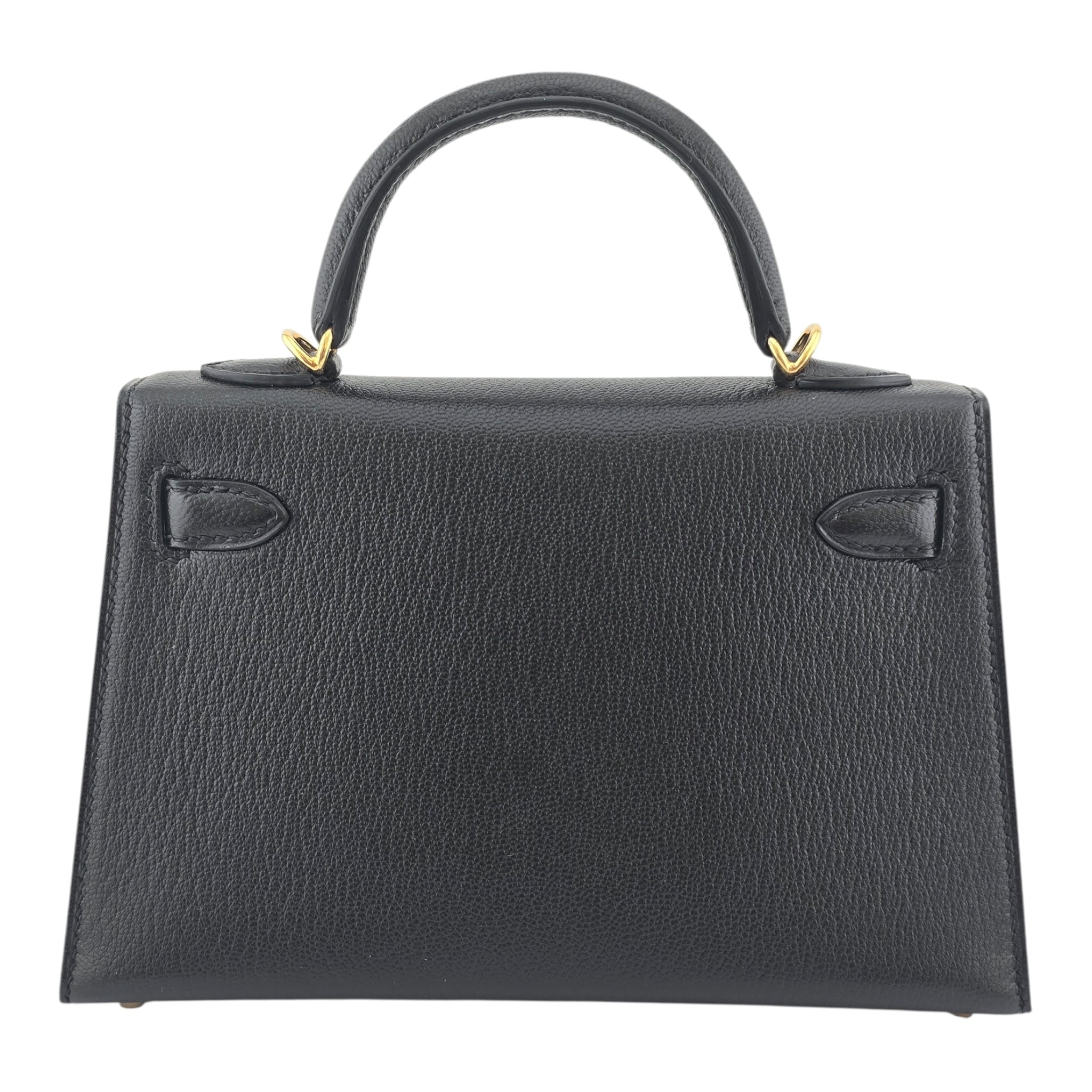 Hermes Mini Kelly II Chèvre Noir Gold Hardware HERMES