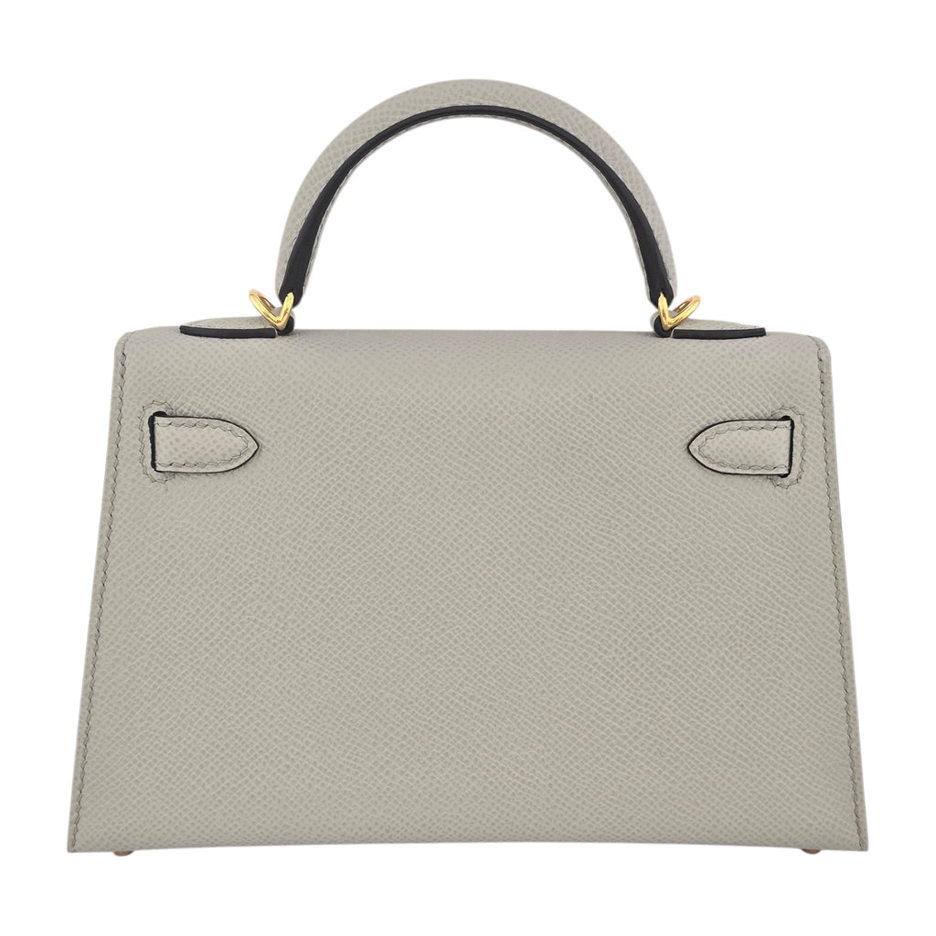 Hermes Mini Kelly II Epsom Bleu Glacier Gold Hardware HERMES