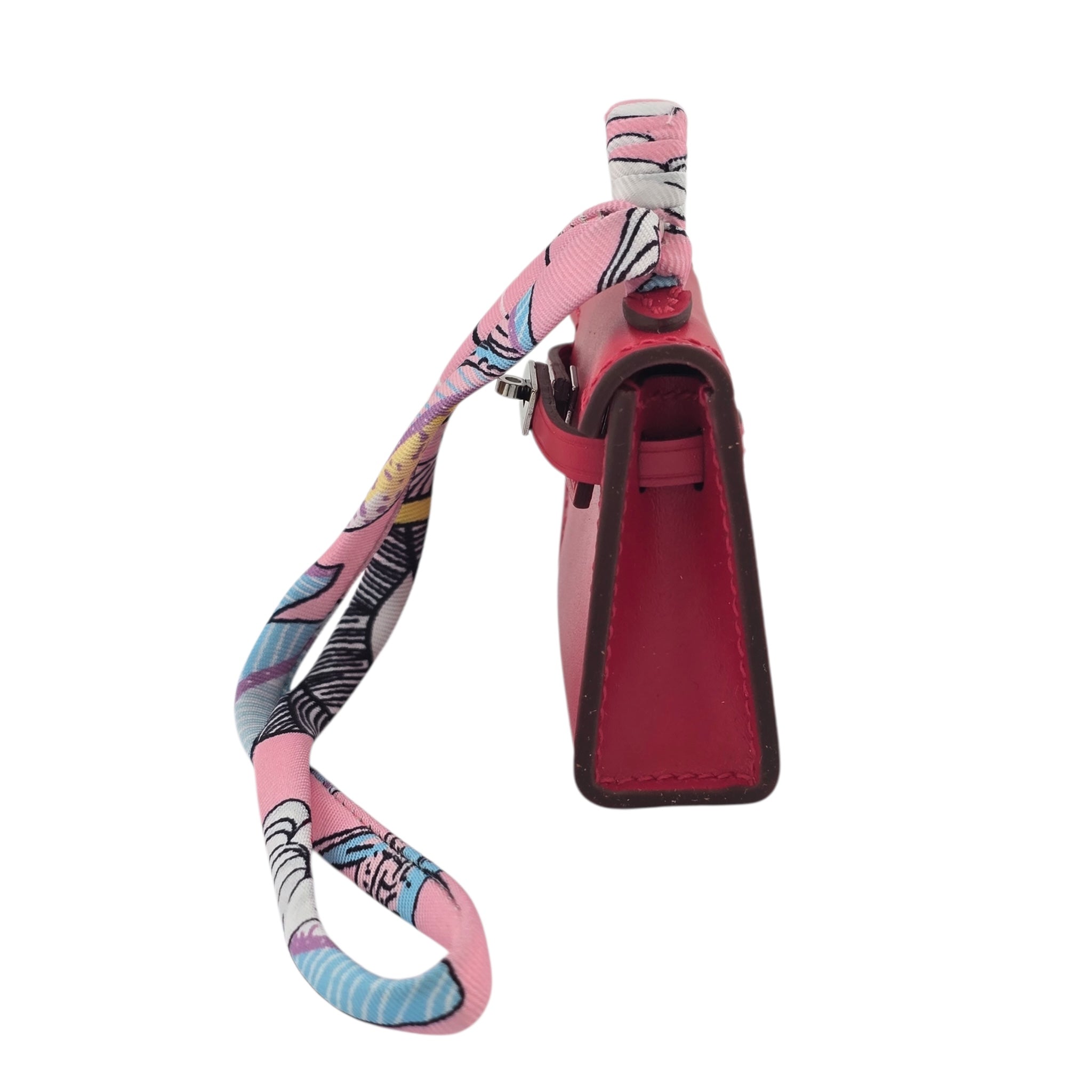 Hermes Tadelakt Mini Kelly Twilly Bag Charm Rouge HERMES