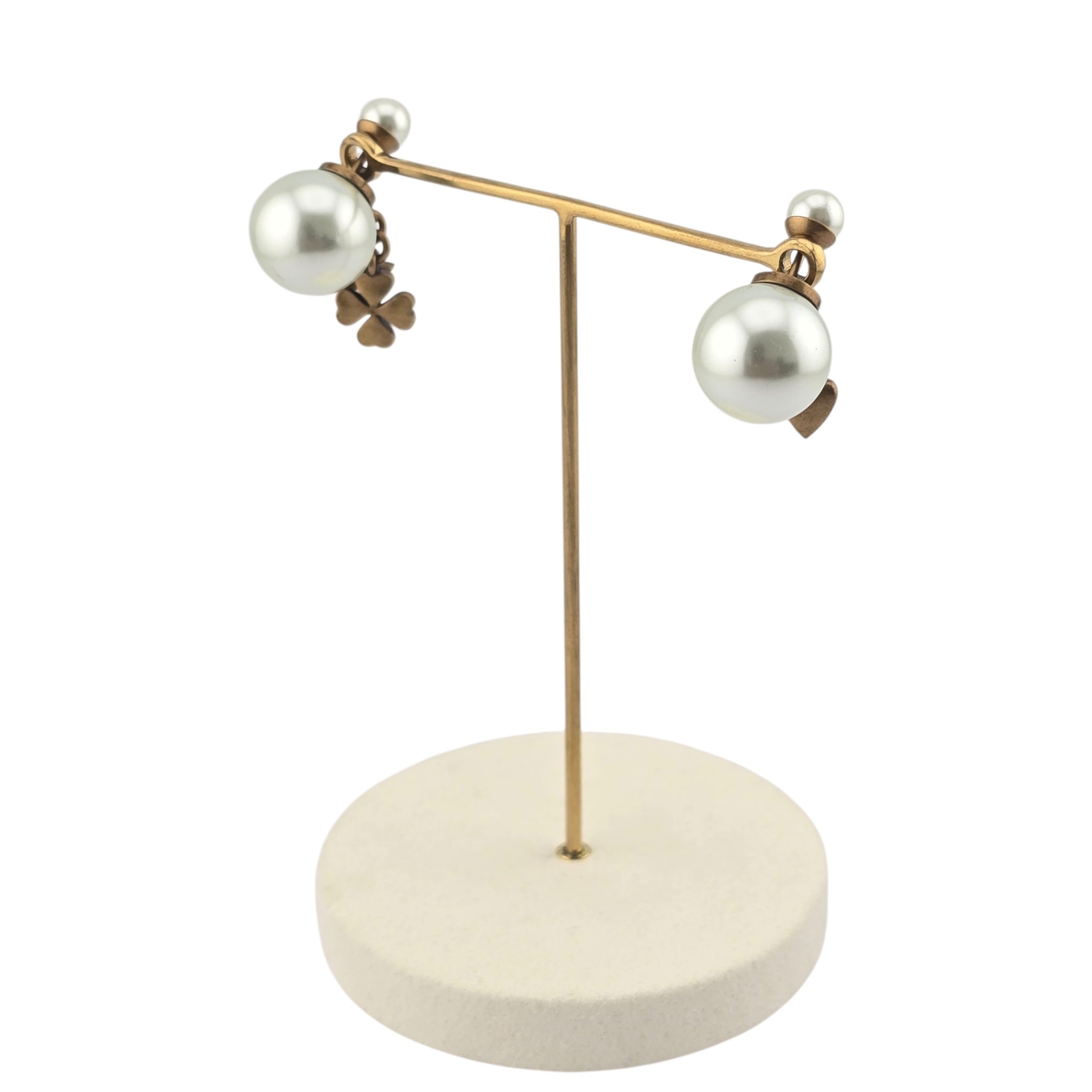 Christian Dior Tribales Gold Finish Pearl Charm Earrings DIOR