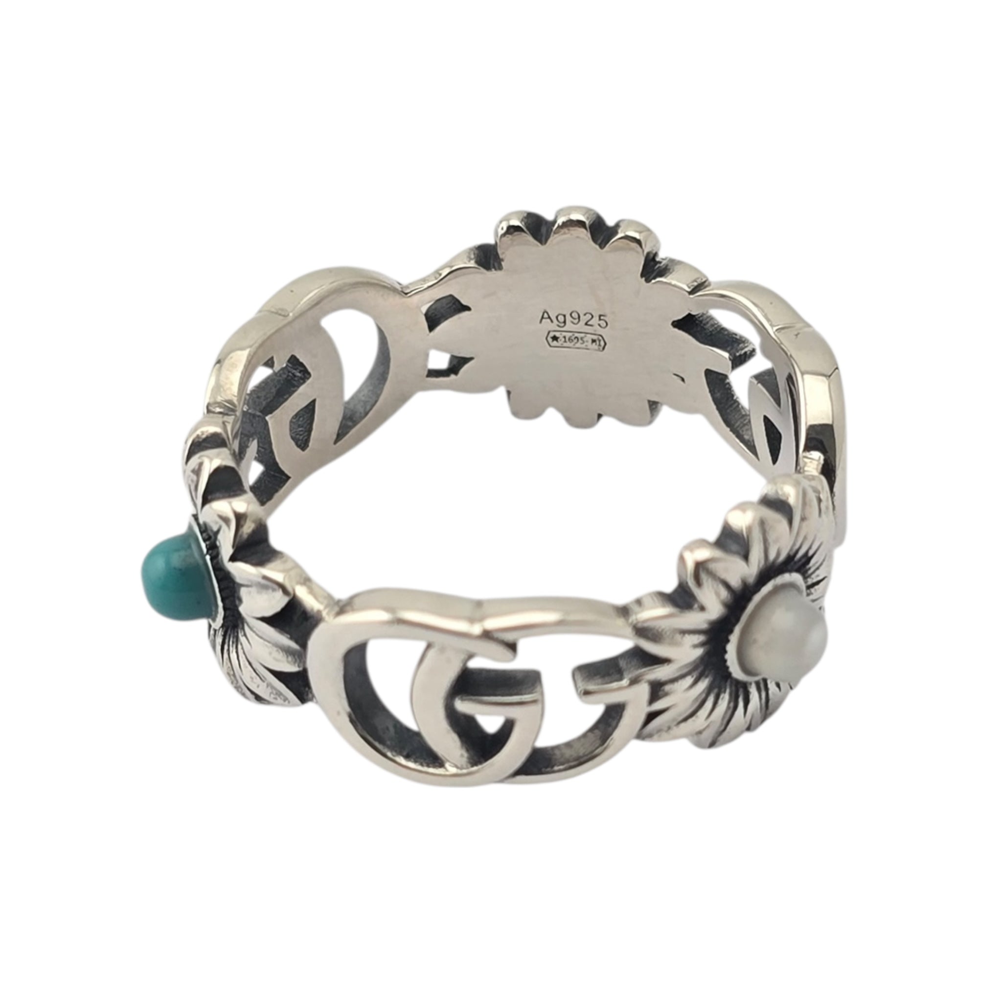 GUCCI GG Marmont Mother of Pearl Silver Ring GUCCI