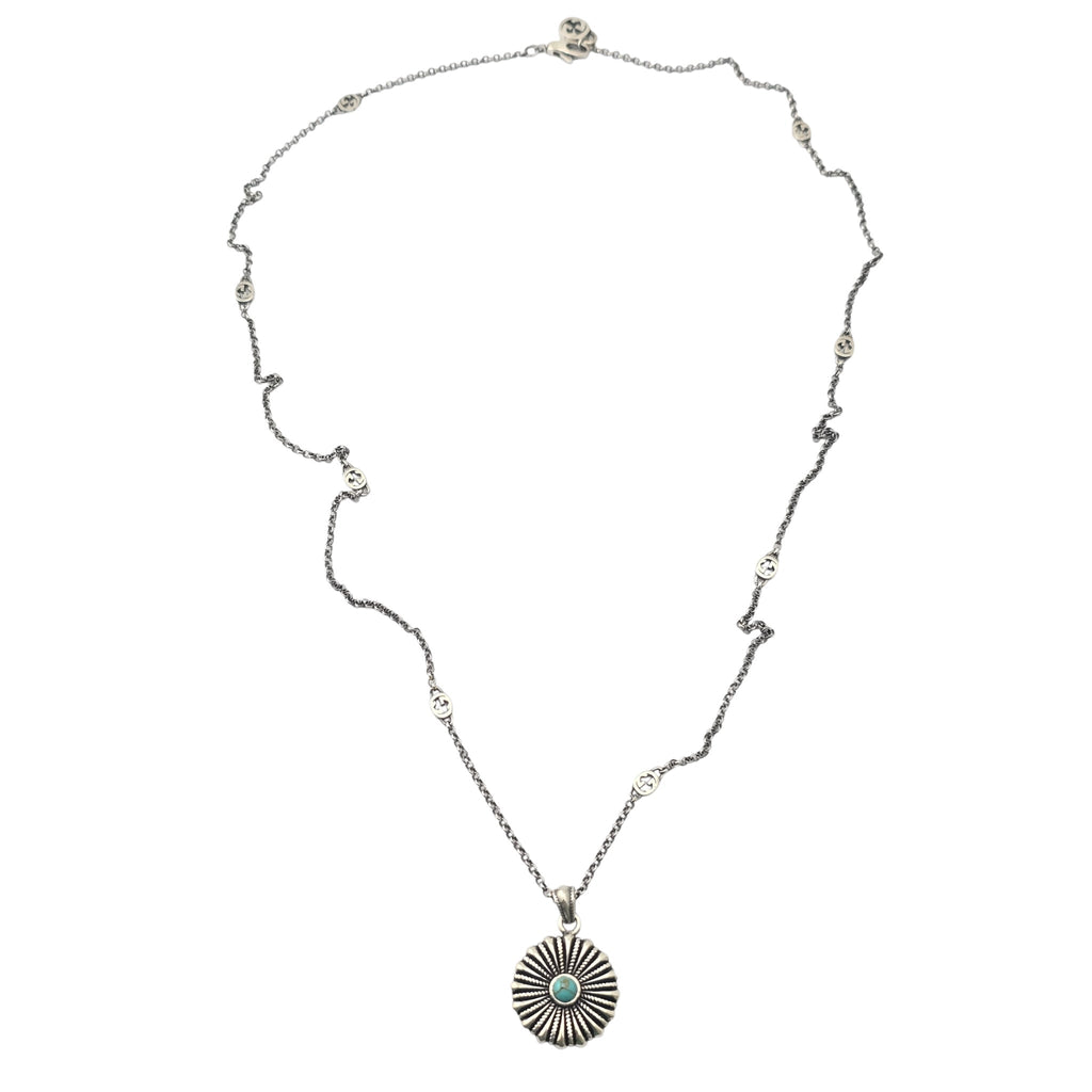 GUCCI Interlocking G Flower Sterling Silver Necklace GUCCI