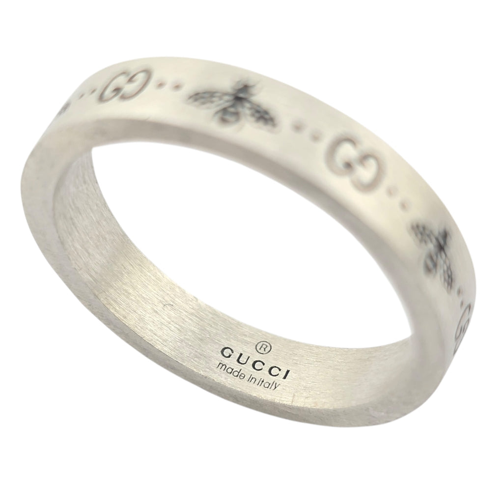 GUCCI GG Bee Motif Sterling Silver Ring GUCCI