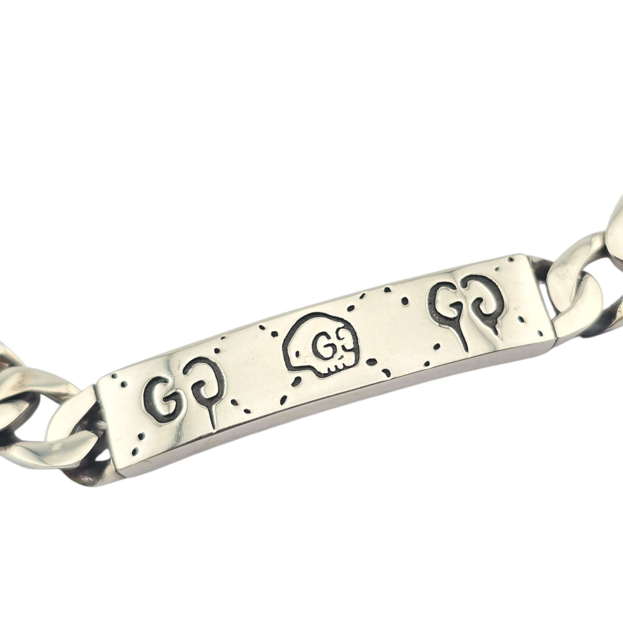 GUCCI Sterling Silver Ghost Bar Plate Link Bracelet GUCCI