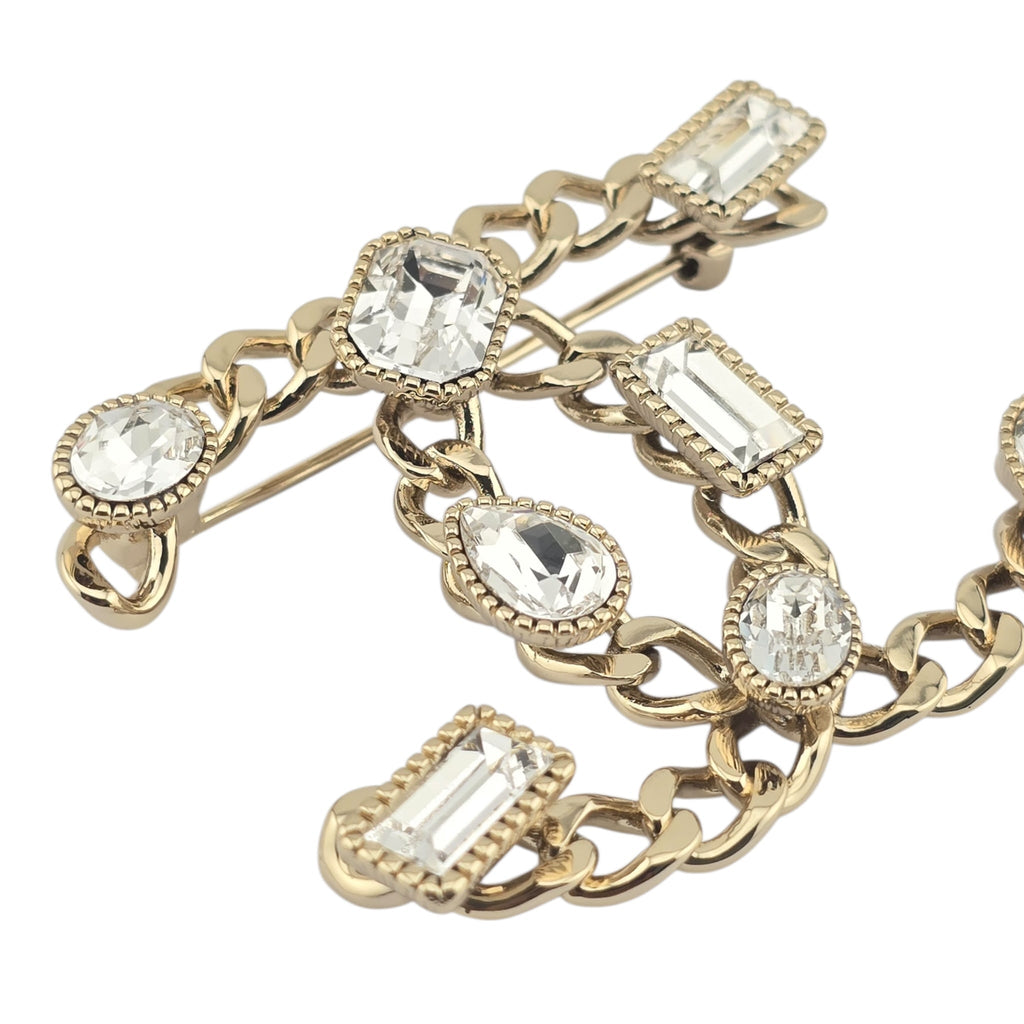 Chanel CC Gold Crystal Brooch 2024 CHANEL