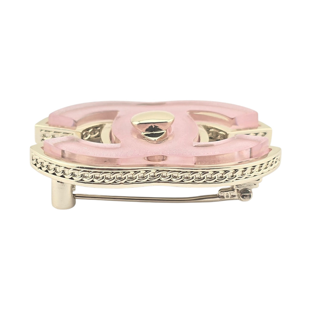 Chanel CC Gold Pink Resin Brooch 2025 CHANEL
