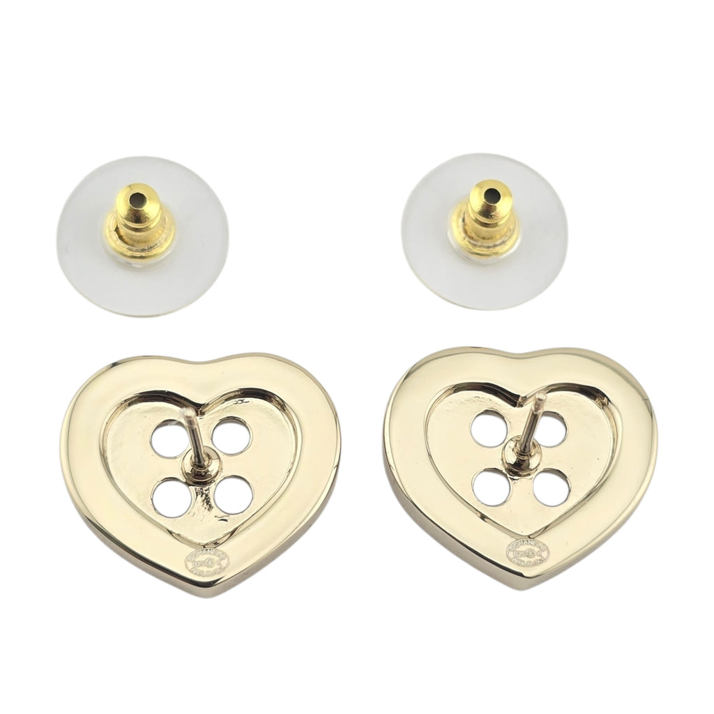 Chanel Logo Heart Button Gold Earrings 2025 CHANEL
