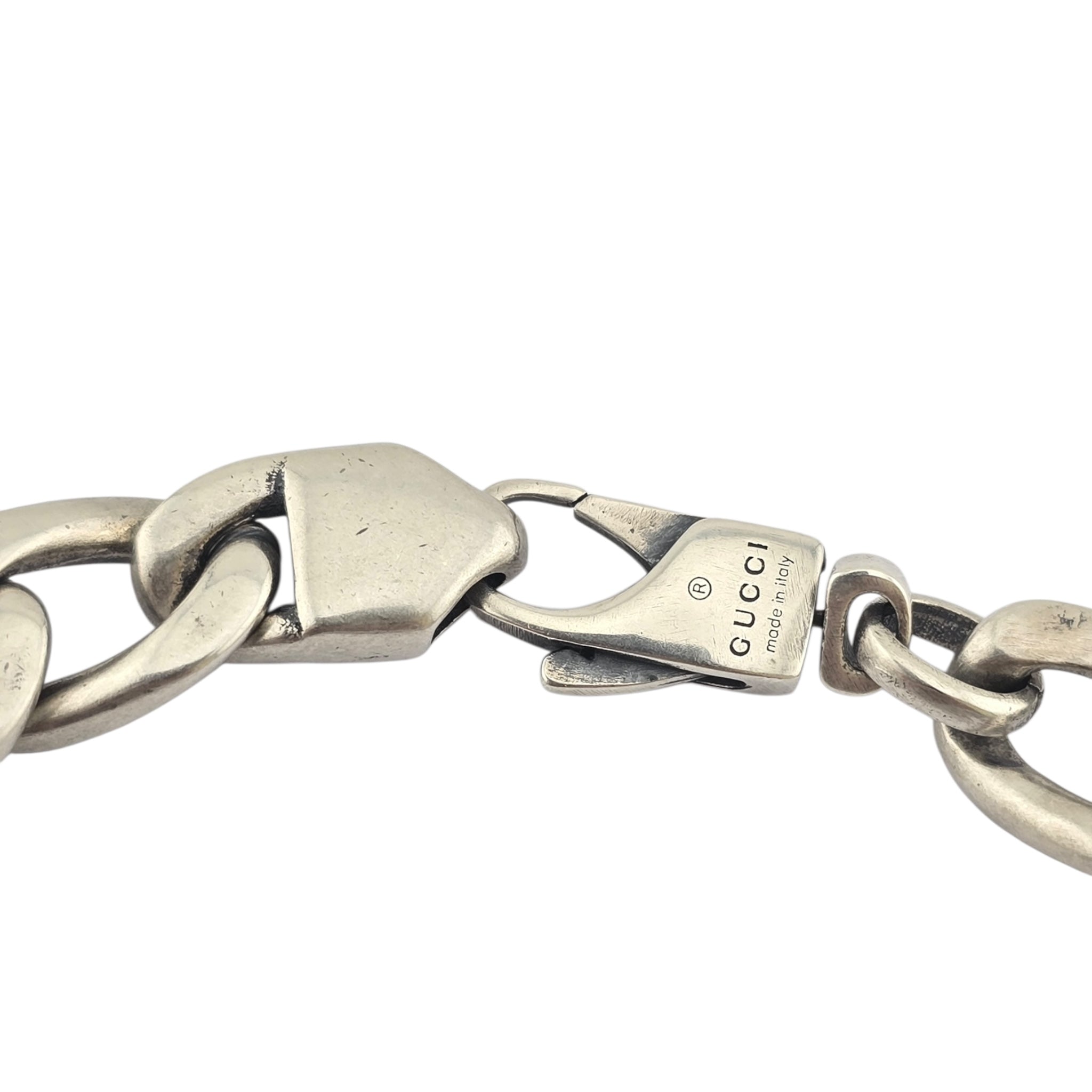 Gucci Silver Green Enamel Logo Bracelet GUCCI